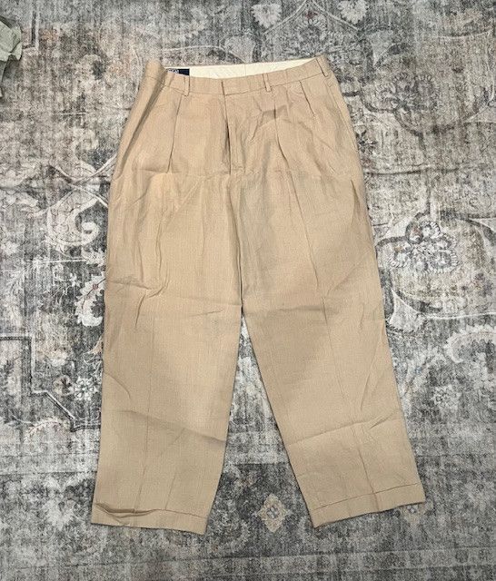 Polo Ralph Lauren Polo by Ralph Lauren Vintage Pleated Khaki Trousers Size US 35 - 1 Thumbnail