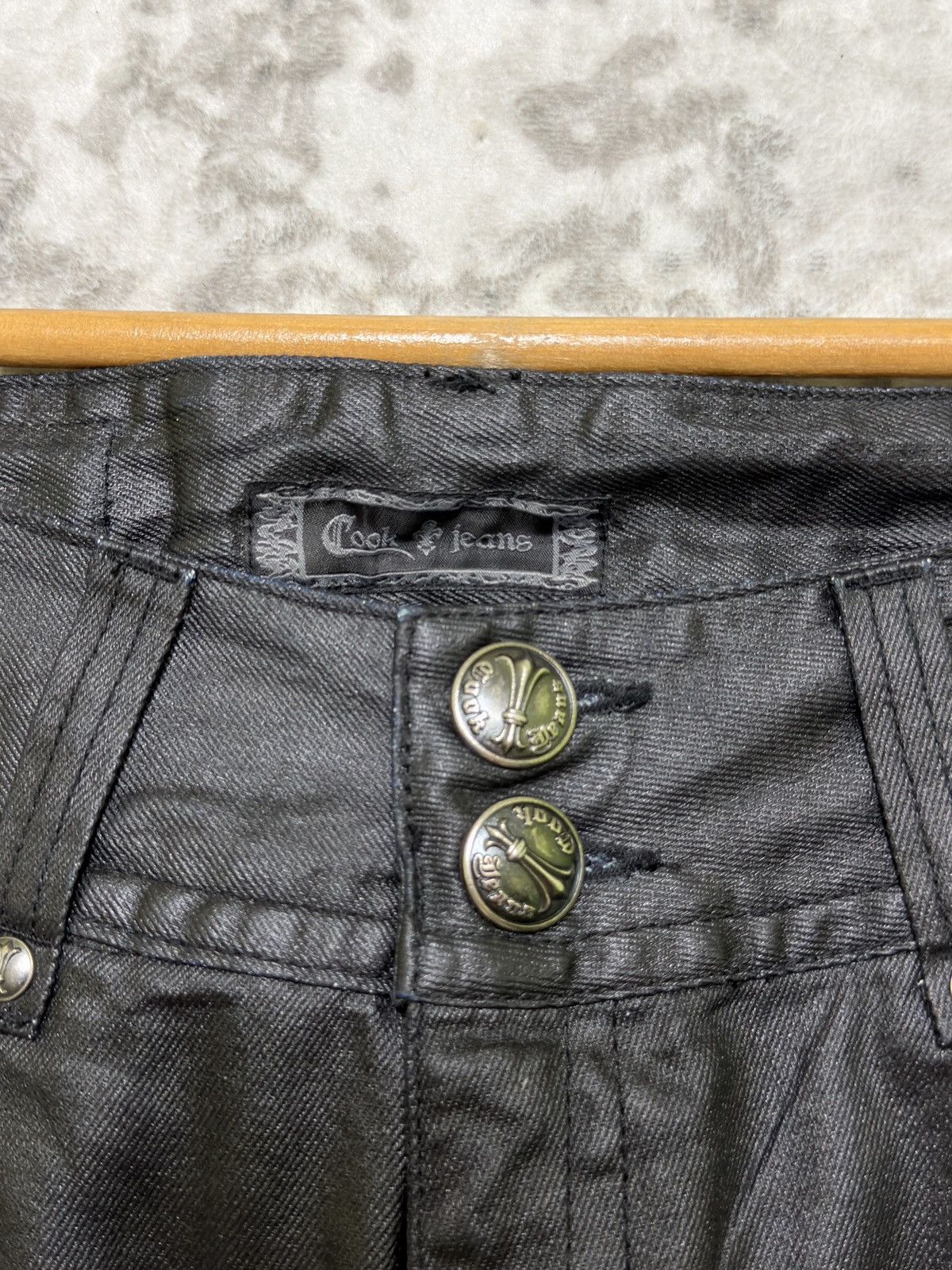 Le Grande Bleu (L.G.B.) Vintage Y2K Cook Jeans Coated Wax Finish Flared Jeans Size US 31 - 8 Thumbnail