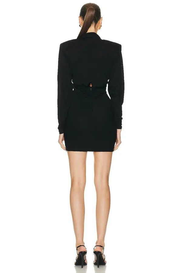 Saint Laurent Paris o1bcso1str1125 Drapped Dress In Wool Jersey in Black Size XS / US 0-2 / IT 36-38 - 3 Thumbnail