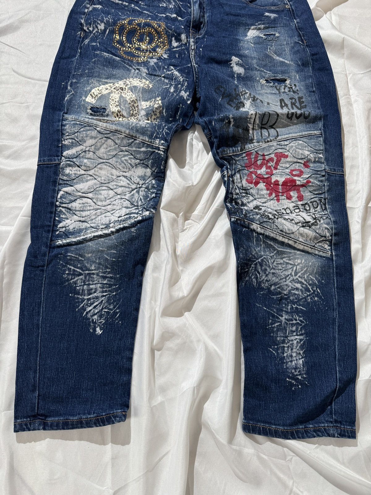 Hysteric Glamour Graffiti Printed Vintage Washed Distressed Y2K Jeans Size 32" / US 10 / IT 46 - 6 Thumbnail