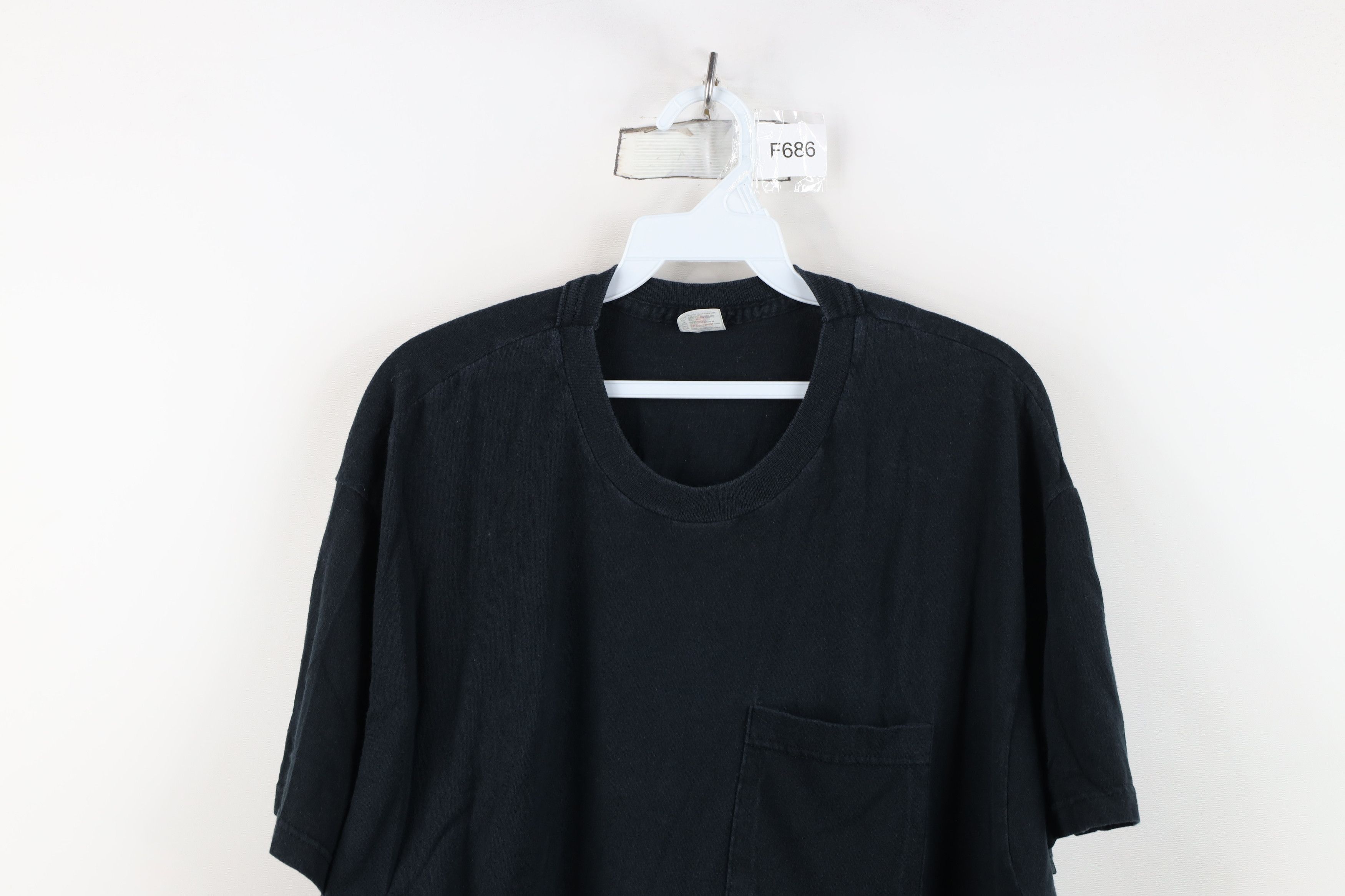 Vintage Vintage 90s Y2K Streetwear Blank Cotton Pocket T-Shirt Black Size US XL / EU 56 / 4 - 2 Thumbnail