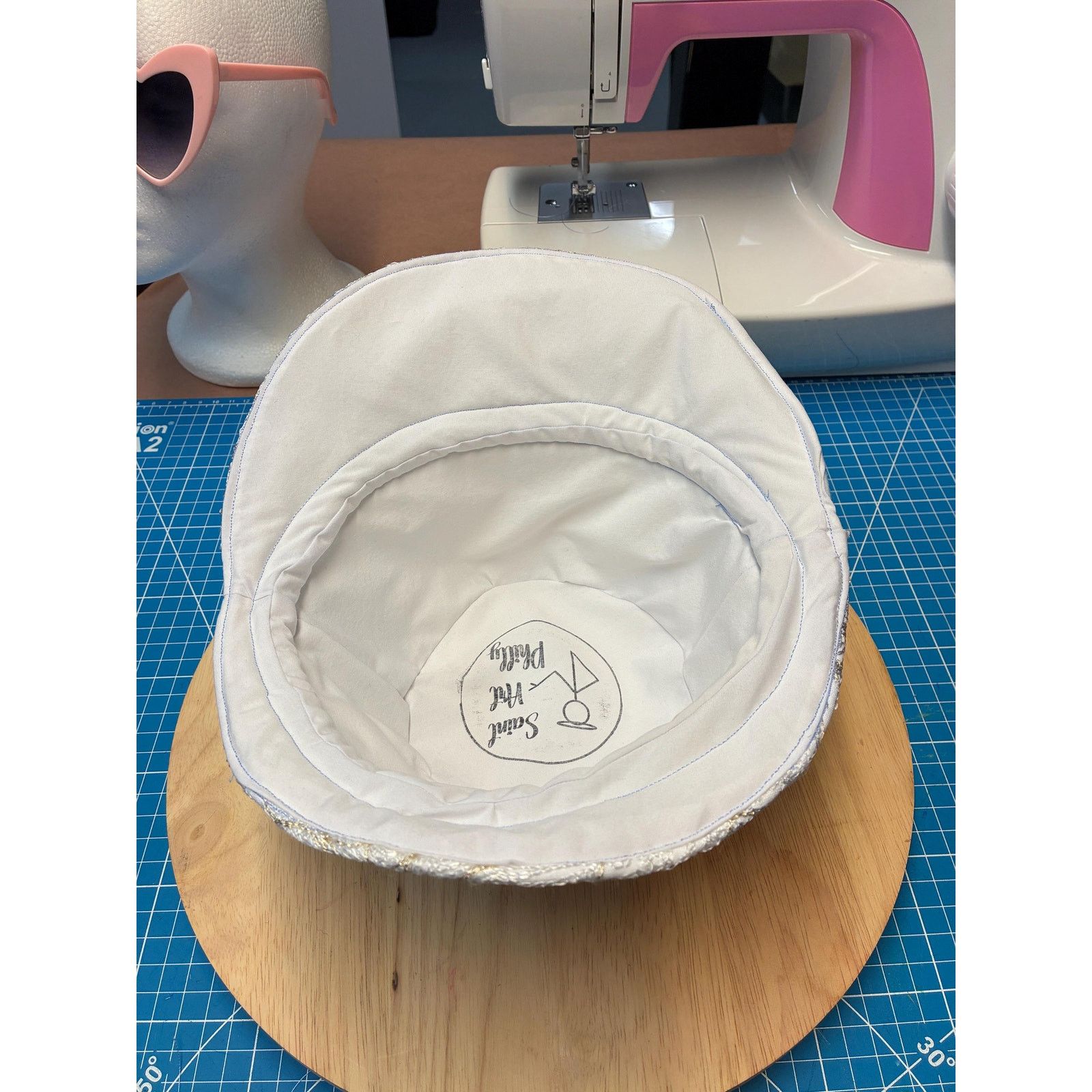 Other Upcycled Metallic Floral Bucket Hat – White Felt, Size Small Size ONE SIZE - 2 Thumbnail
