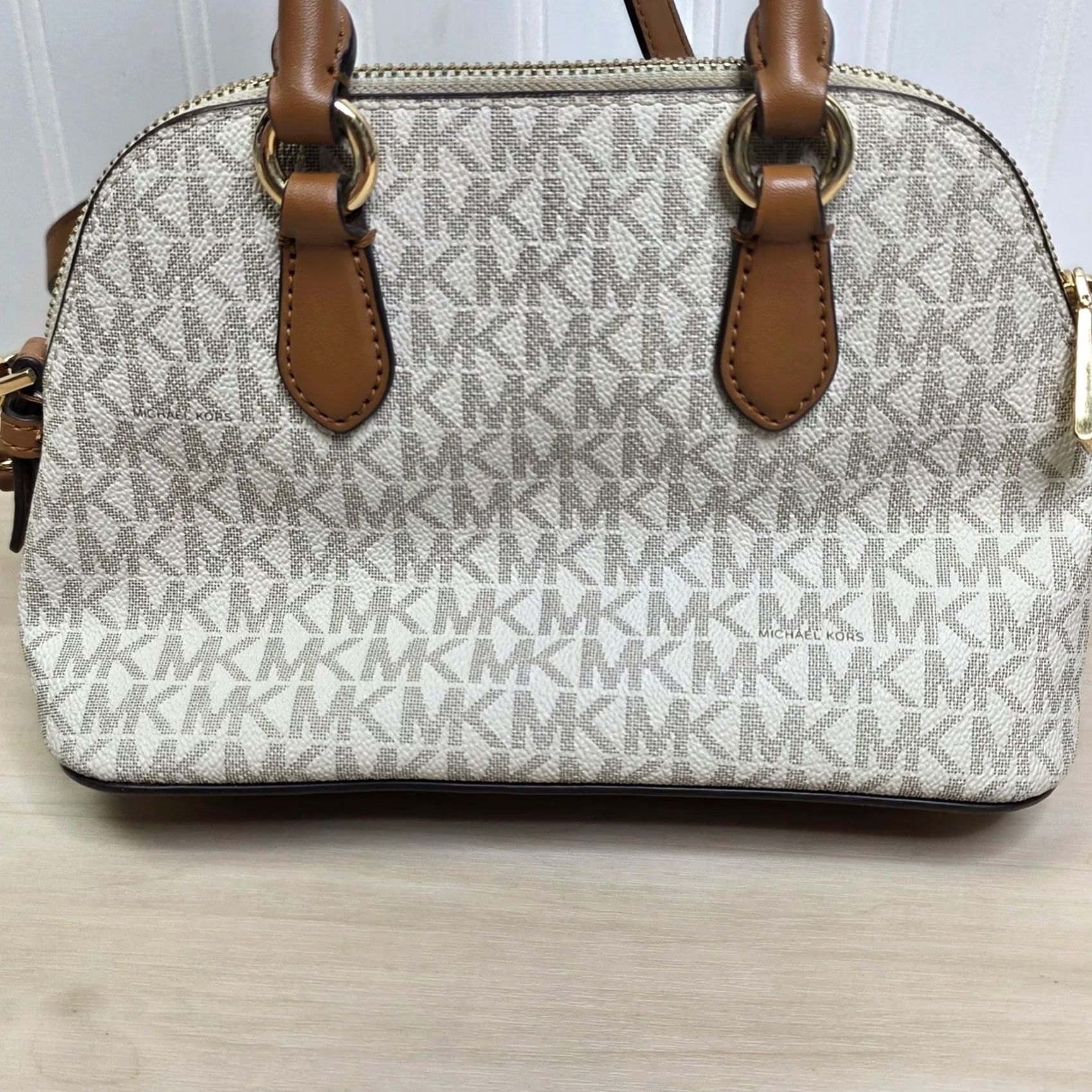 Michael Kors Michael Kors Satchel Crossbody Bag Womens Small Signature Logo Acorn Vanilla Size ONE SIZE - 7 Thumbnail