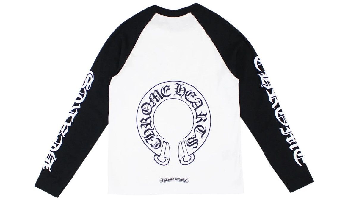 image of Chrome Hearts Horseshoe Baseball Tee in White, Men's (Size Medium)