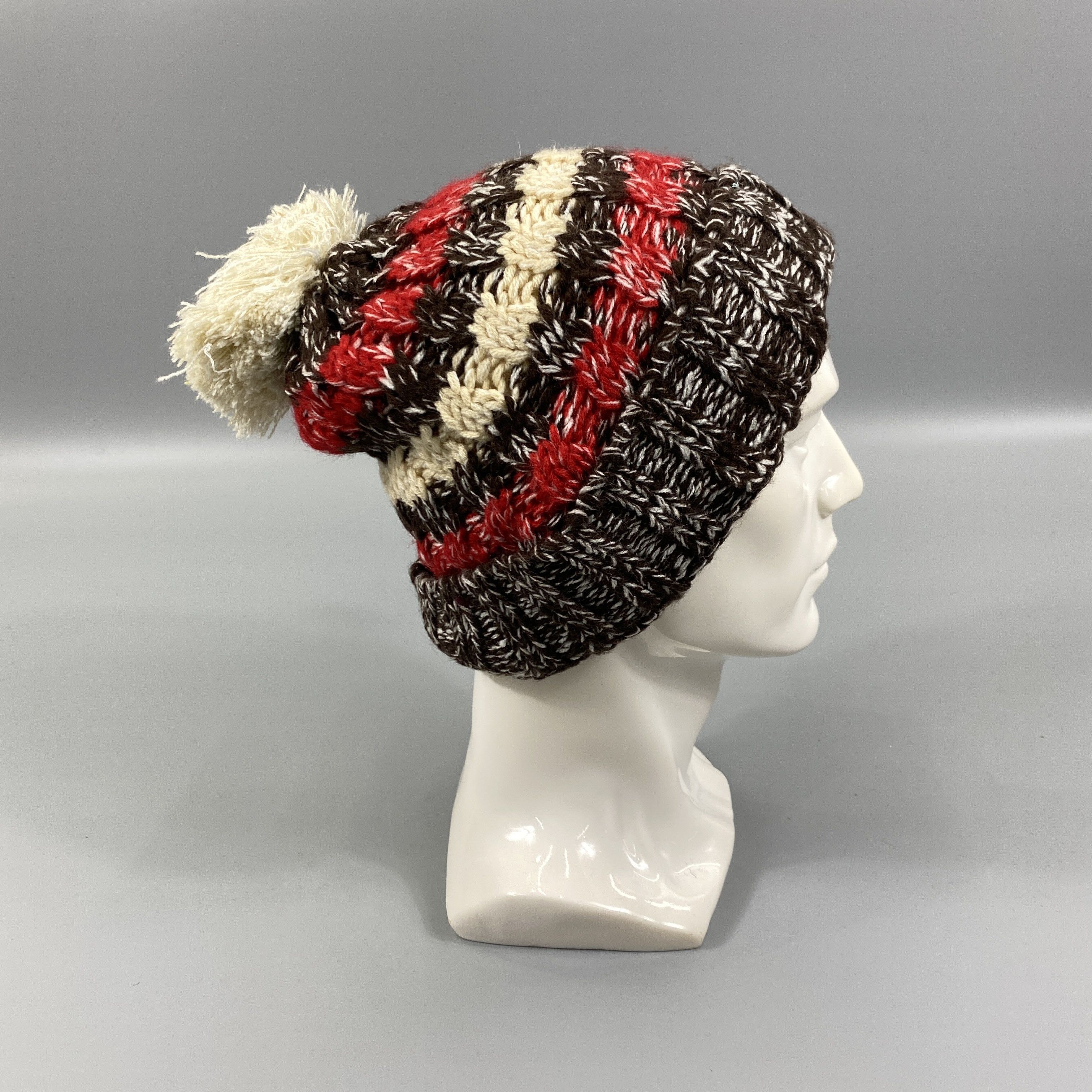Japanese Brand Knitted Stripe Beanie Hats Pom Pom -BN1170 Size ONE SIZE - 3 Thumbnail