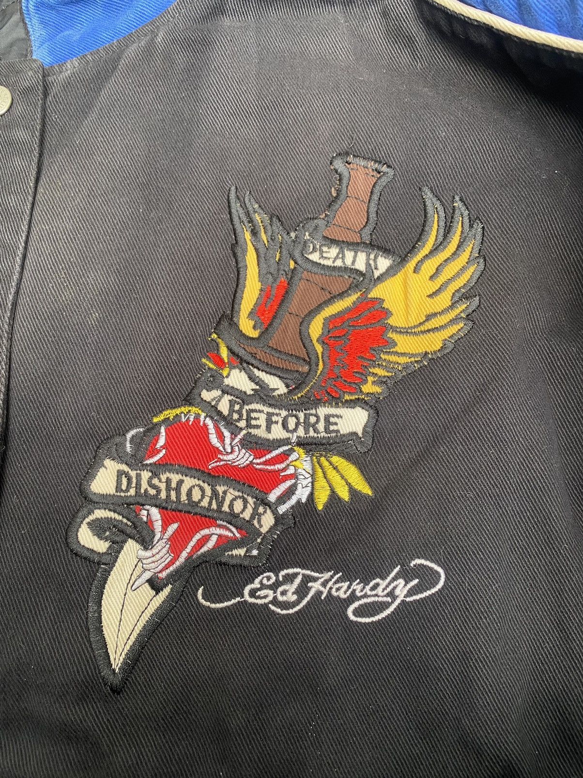 Ed Hardy × Vintage Vintage Ed Hardy Embroidered Varsity Jacket Size US XXL / EU 58 / 5 - 12 Thumbnail