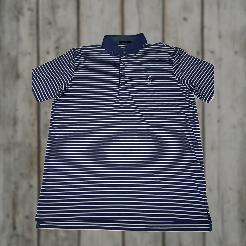 Vintage Greyson Polo White Navy Breton Striped Men’s Large Fox Logo S Logo Shirt Adult Large Blue Striped Golf Polo Size US L / EU 52-54 / 3 - 1 Thumbnail