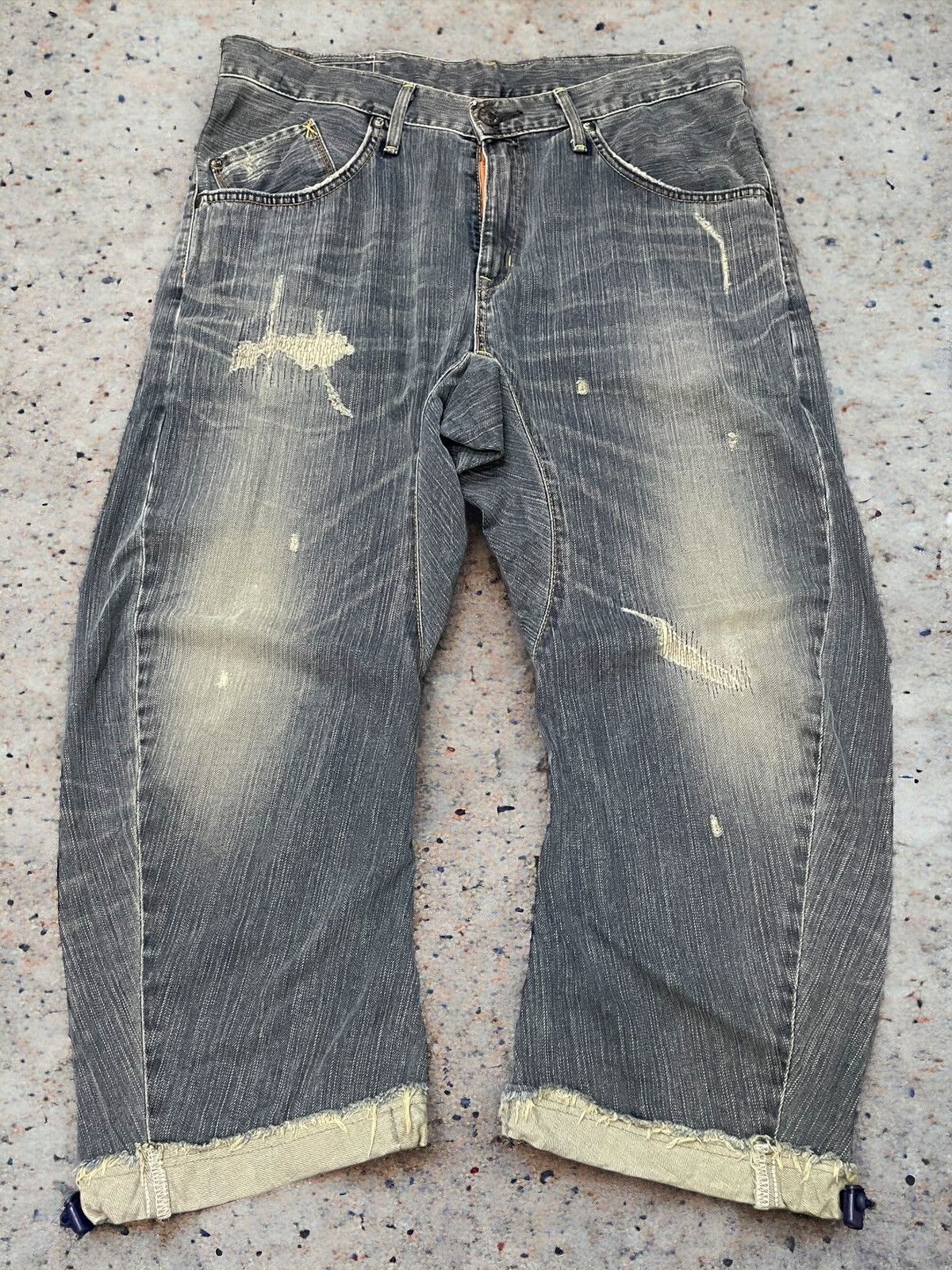 Edwin × Hysteric Glamour Edwin XV-Function Boro Heavy stitched Spiral Cropped Jeans Size US 34 / EU 50 - 1 Thumbnail