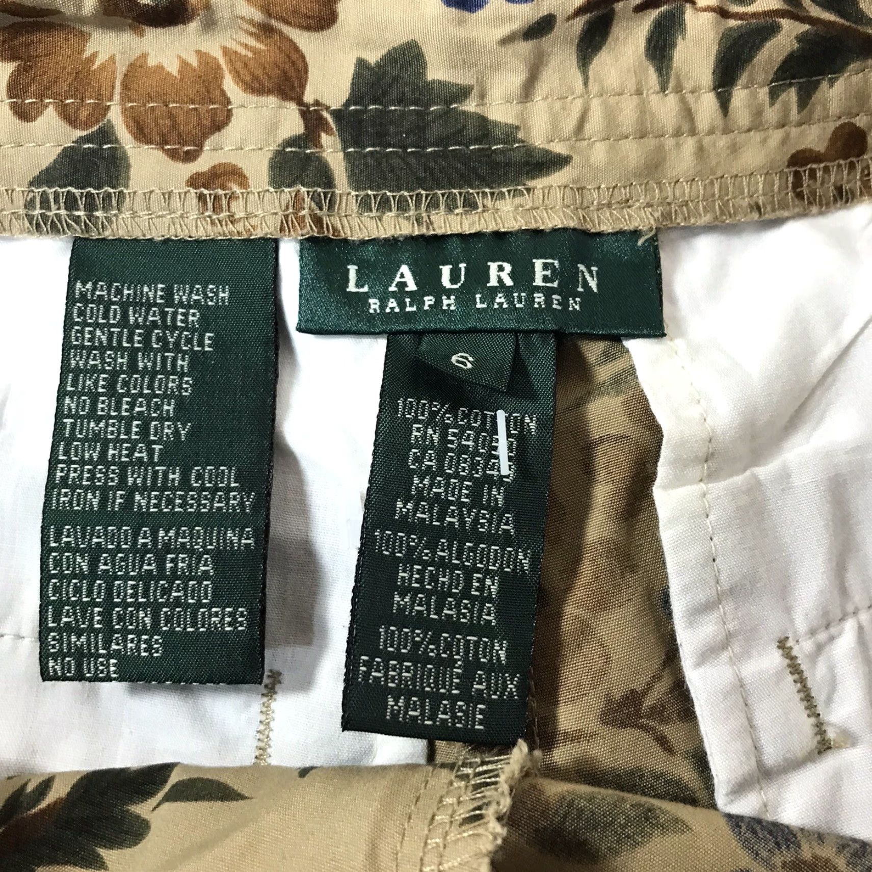 Ralph Lauren LAUREN RALPH LAUREN Floral Wide-Leg Capri Pants Womens Size 6 Beige Size 28" / US 6 / IT 42 - 3 Thumbnail