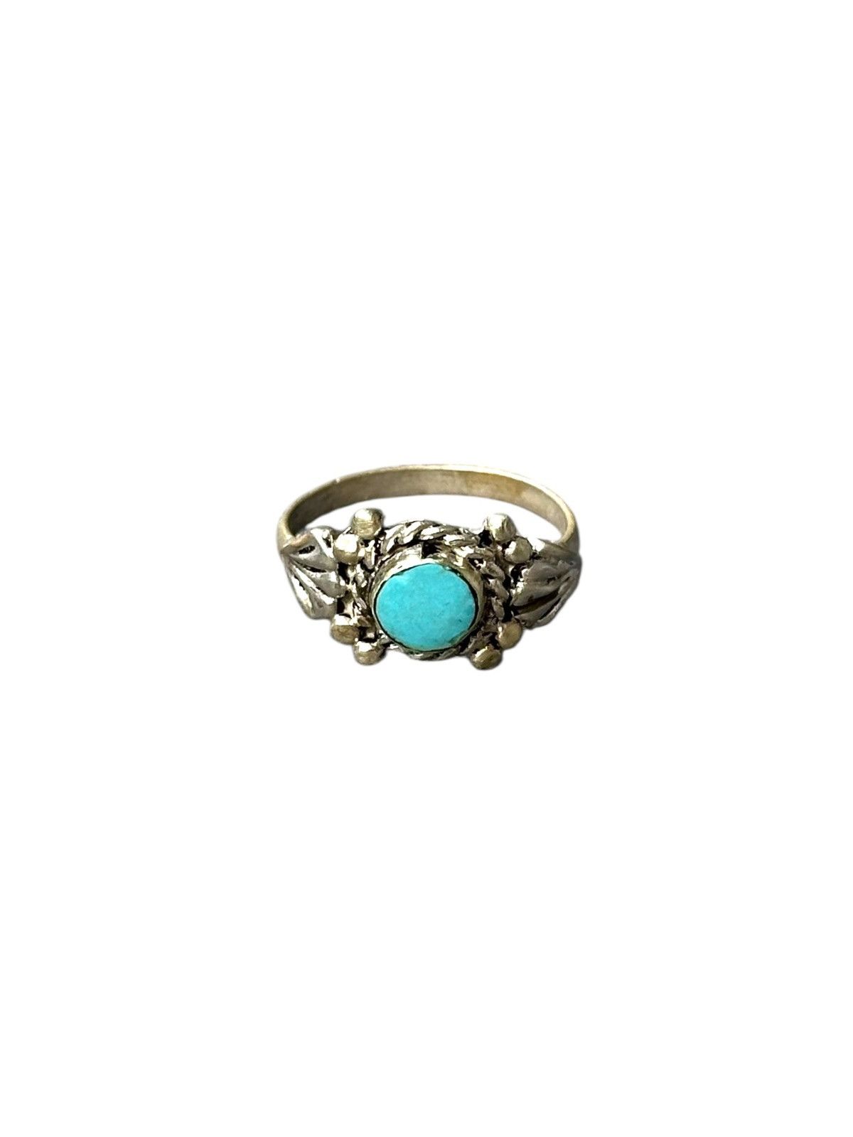 Native 1960s NATIVE AMERICAN NAVAJO TURQUOISE SILVER RING Size ONE SIZE - 3 Thumbnail
