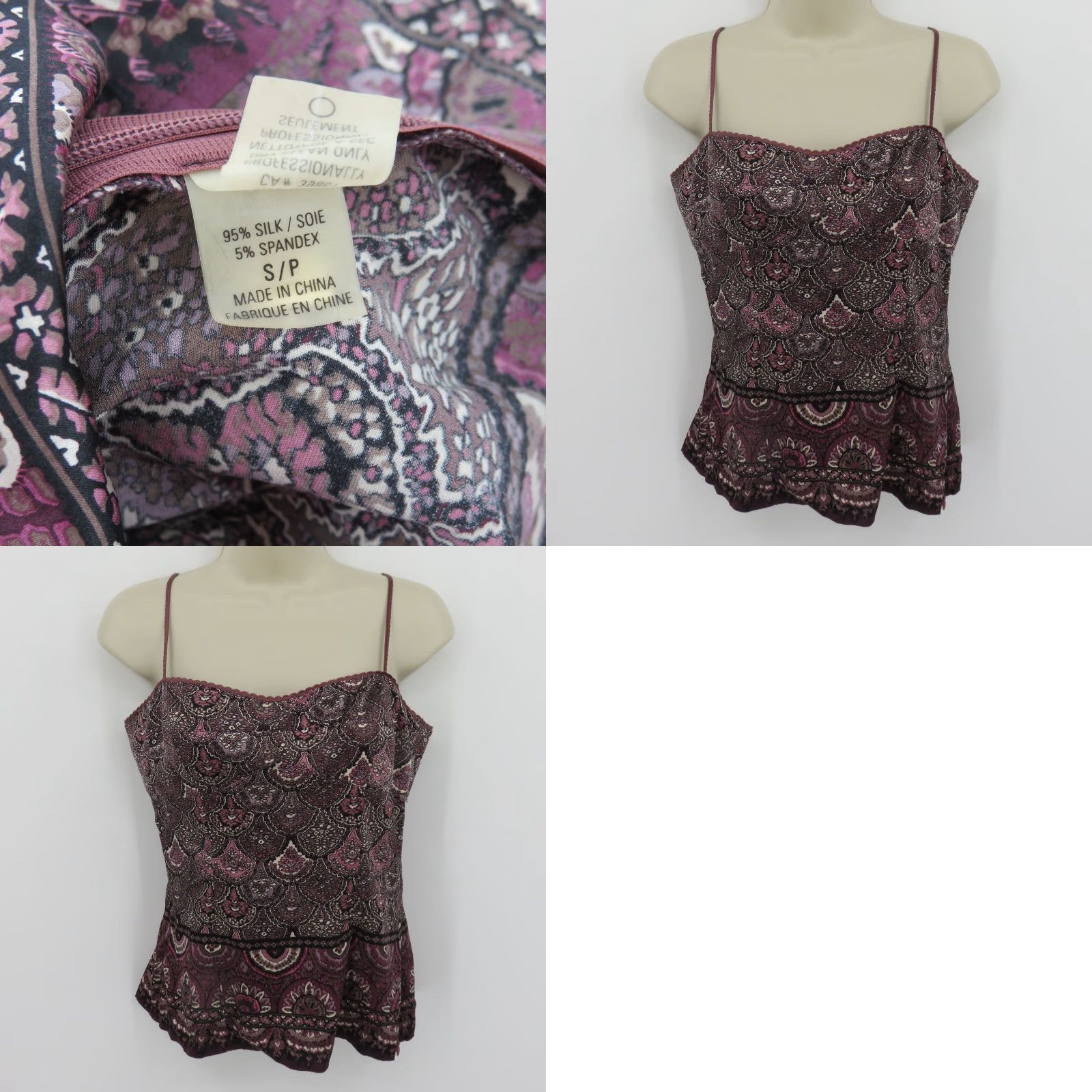 Elie Tahari Elie Tahari Shirt Tank Top Women Small Purple Spaghetti Strap Silk Blend Tank Top Shirt Blouse Size S / US 4 / IT 40 - 9 Thumbnail