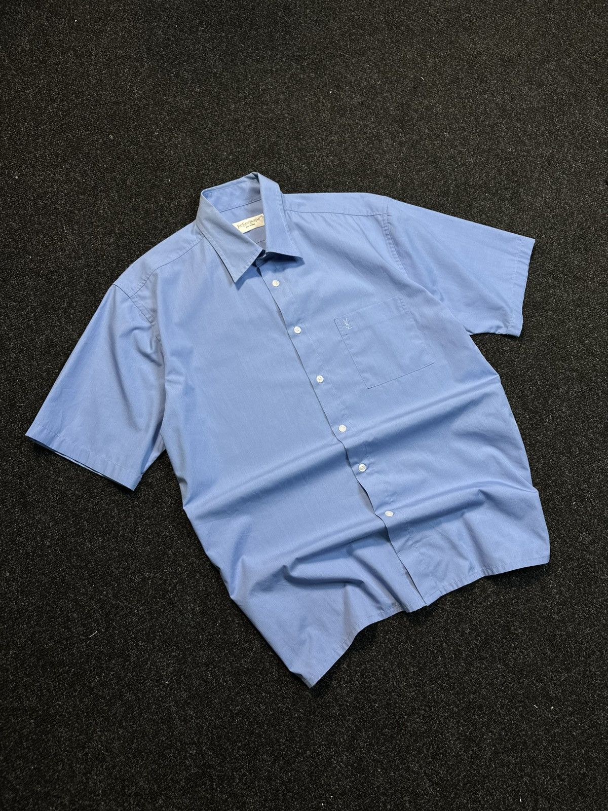 Yves Saint Laurent Yves Saint Laurent Short Sleeve Shirt – Blue – Size L Size US L / EU 52-54 / 3 - 3 Thumbnail