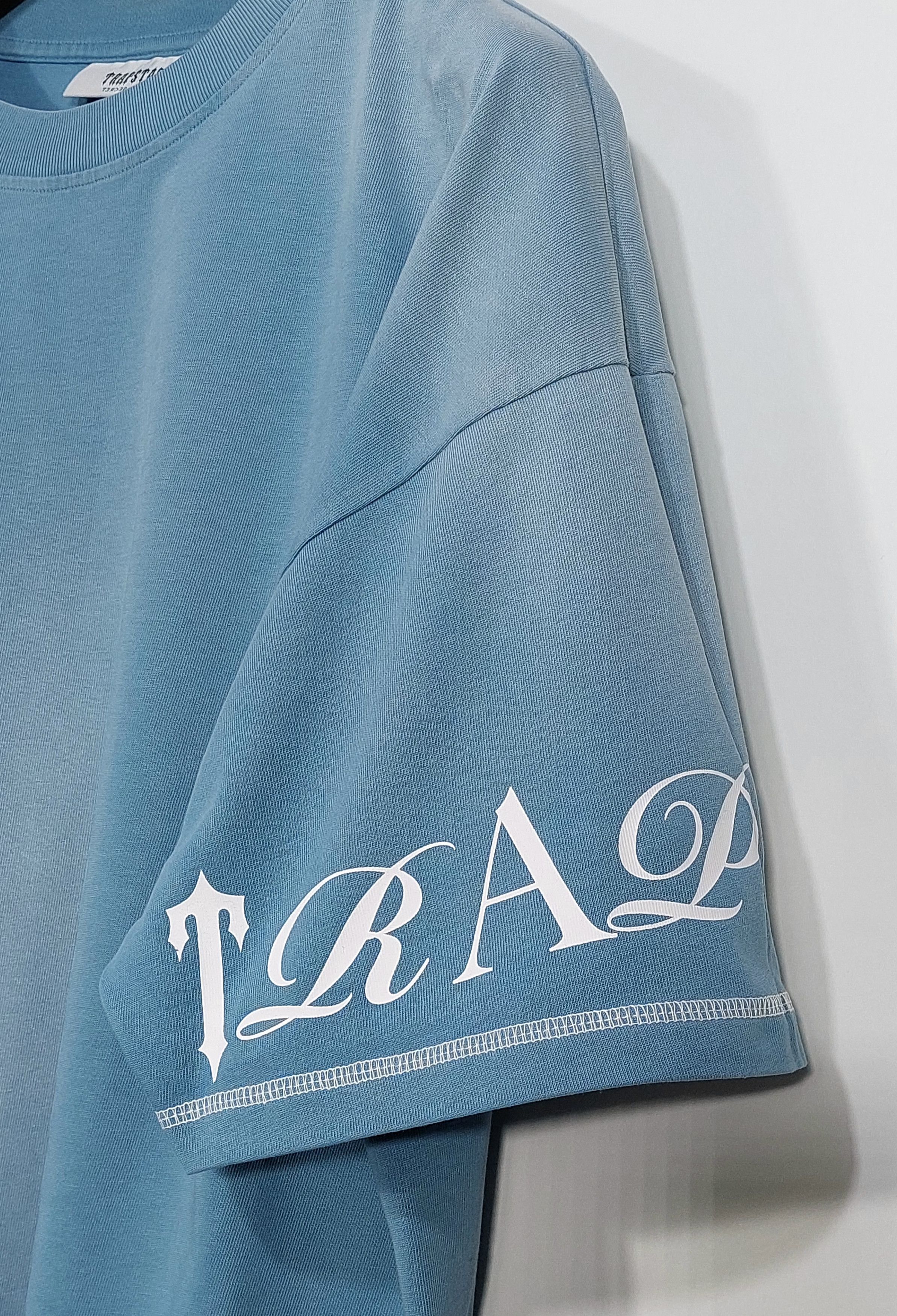 Trapstar London script logo print cotton tshirt - white / blue L Size US L / EU 52-54 / 3 - 7 Thumbnail