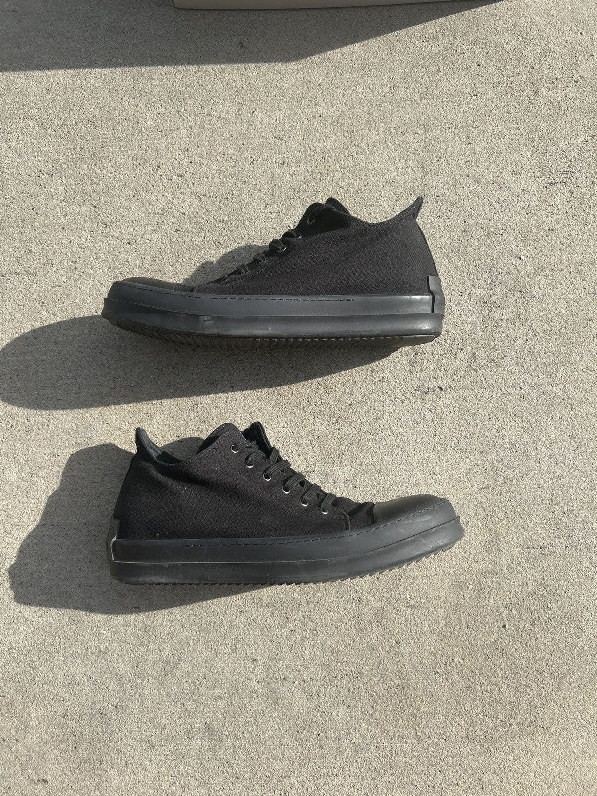 Rick Owens Rick Owens Ramones DRKSHDW Low Black Sneaker | Grailed