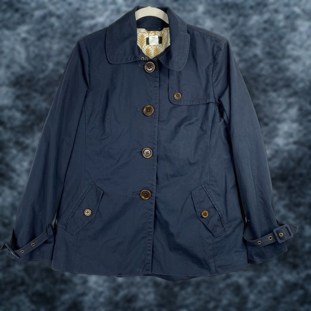 J.Crew J. CREW Jacket Womens 8 Navy Blue Button Up Pockets Buckle Sleeve Cotton Nylon | Vintage? No Size M / US 6-8 / IT 42-44 - 1 Thumbnail