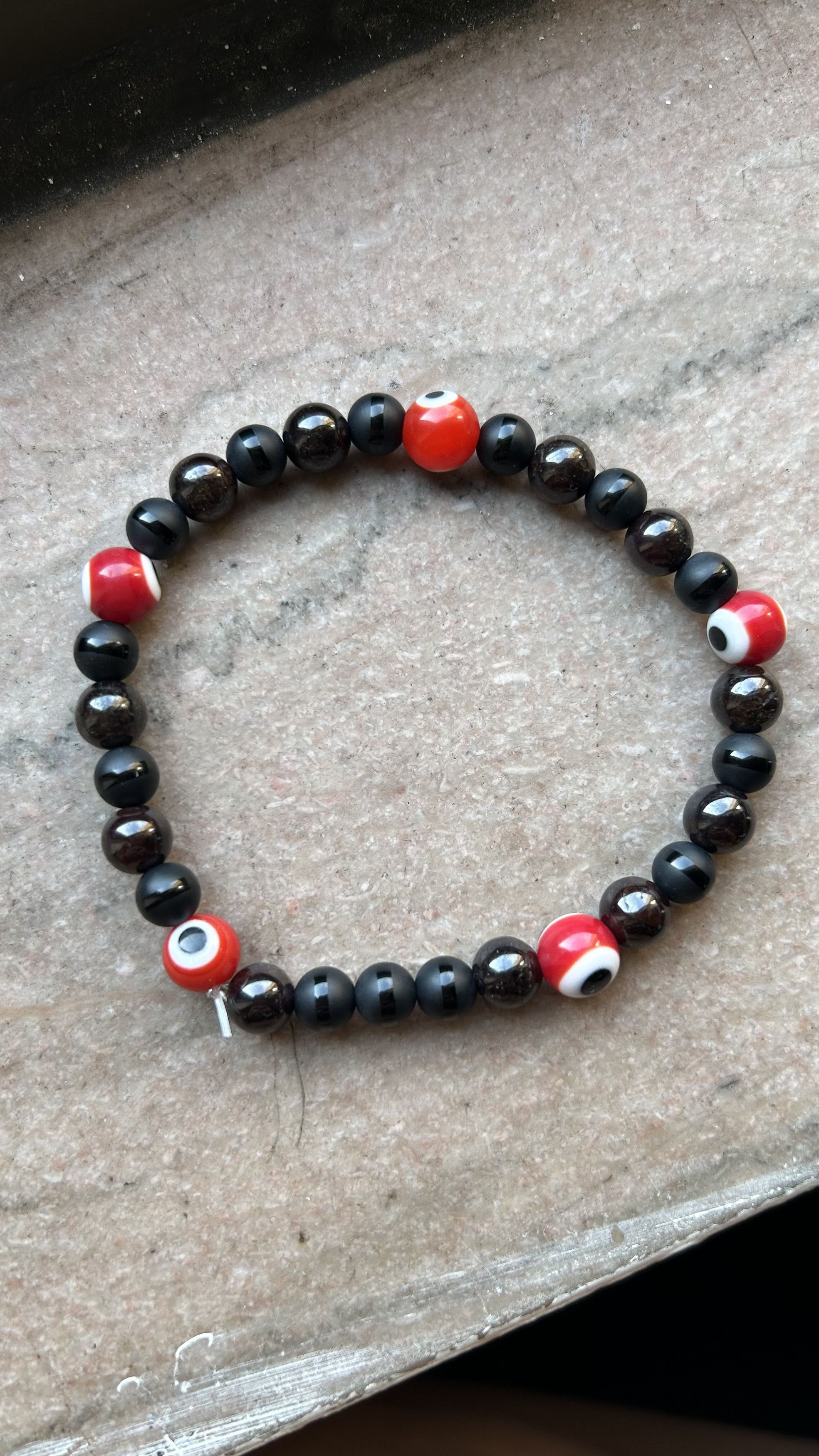 Jewelry Evil Eye Protection Natural Garnet, Striped Black Onyx Size ONE SIZE - 3 Thumbnail