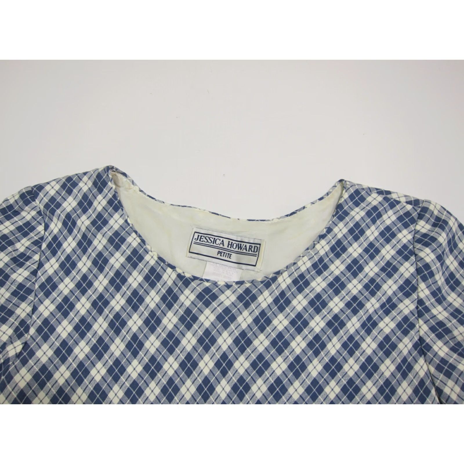 Vintage VINTAGE Jessica Howard Rayon Blue White Plaid A-Line Tunic Dress Women Size 6 Petite Size M / US 6-8 / IT 42-44 - 4 Thumbnail
