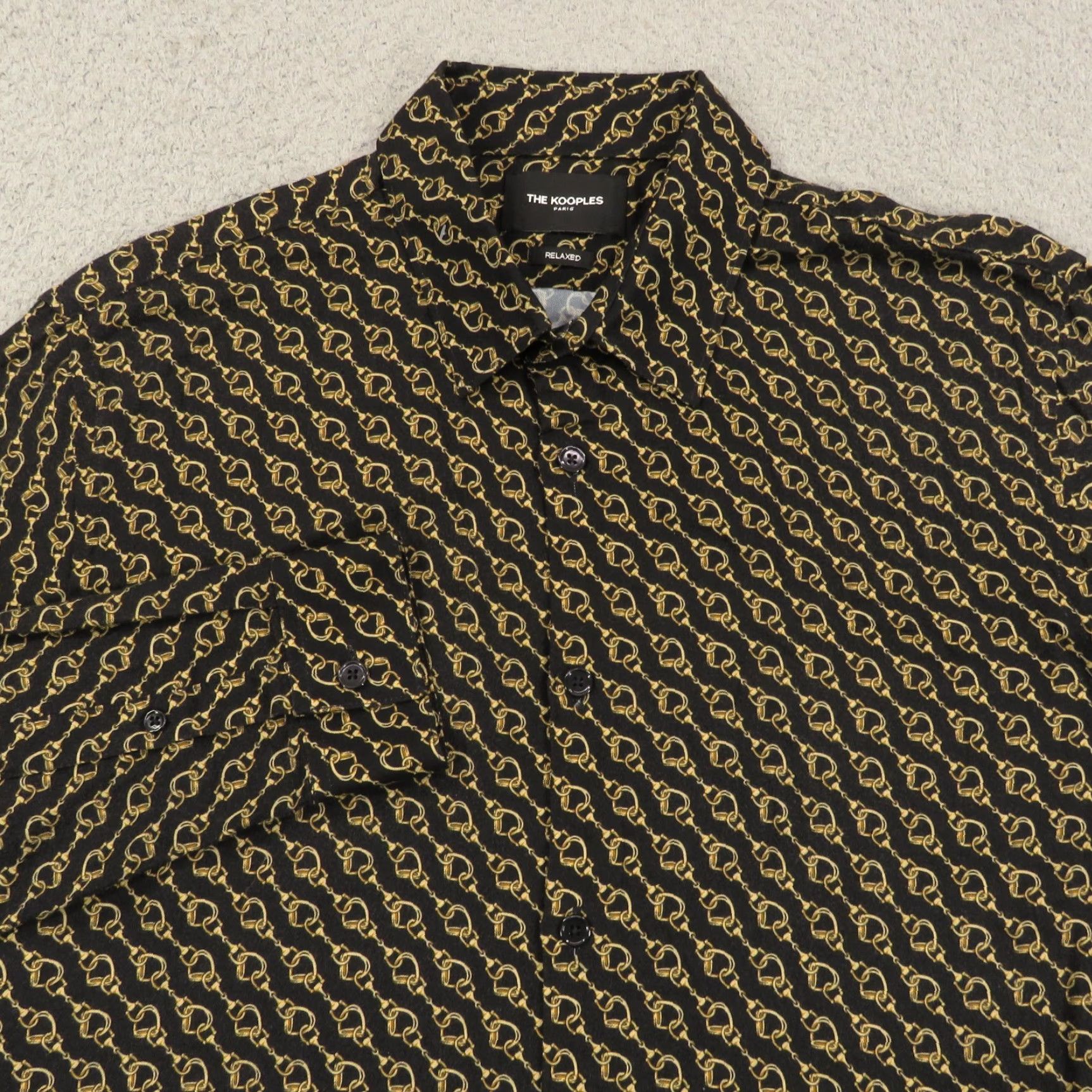 The Kooples The Kooples Shirt Men Small Relaxed Viscose Black Gold Horsebit Luxury Designer Size US S / EU 44-46 / 1 - 4 Thumbnail