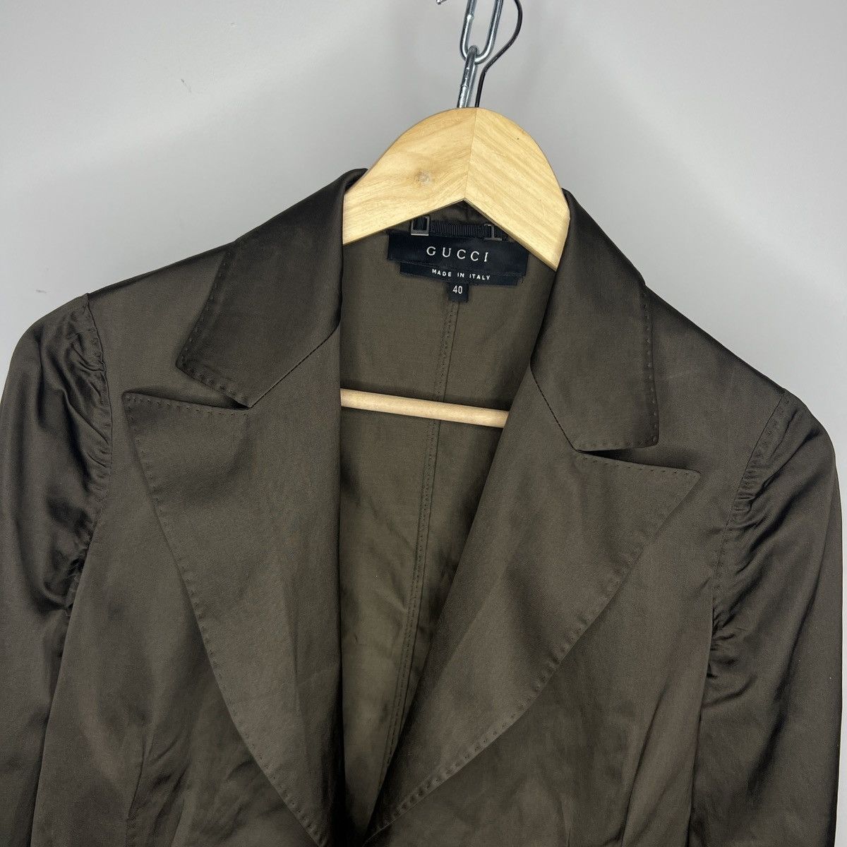 Gucci Gucci by Tom Ford Blazer Jacket Silk Dark Green Khaki RARE Size S / US 4 / IT 40 - 4 Thumbnail
