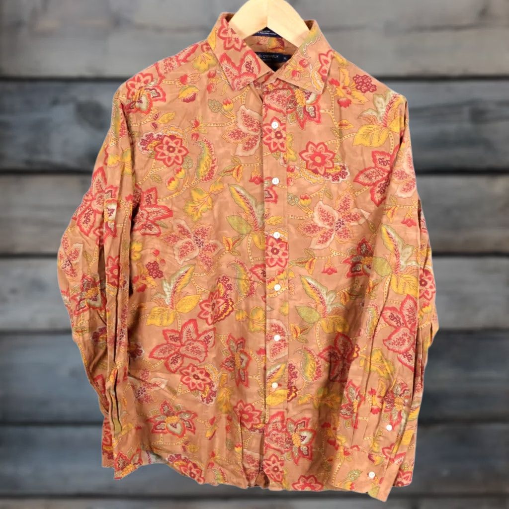 Cremieux Daniel Cremieux Shirt Men's XL Brown Red Paisley Pattern Long Sleeve Button-Up Collar Vintage? No Size US XL / EU 56 / 4 - 1 Thumbnail