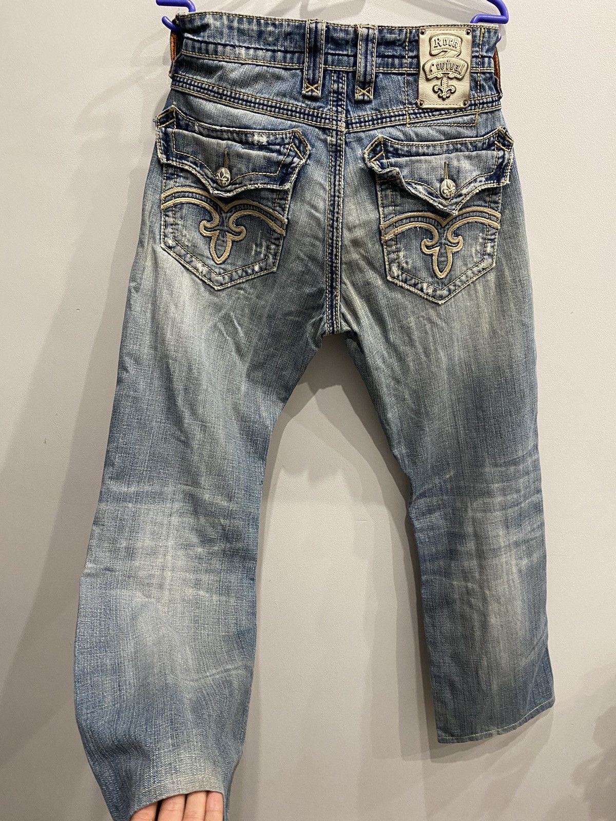 Rock Revival Vintage Rock Revival Distressed Fleur-de-Lis Denim Jeans Y2K Size US 31 - 1 Thumbnail