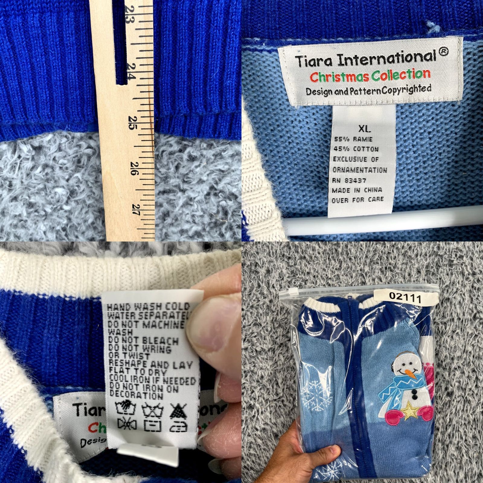 Vintage Tiara International Christmas Sweater Womens XL Blue Snowman Winter Wonderland Full Zip Knit Maternity? Size XL / US 12-14 / IT 48-50 - 8 Thumbnail