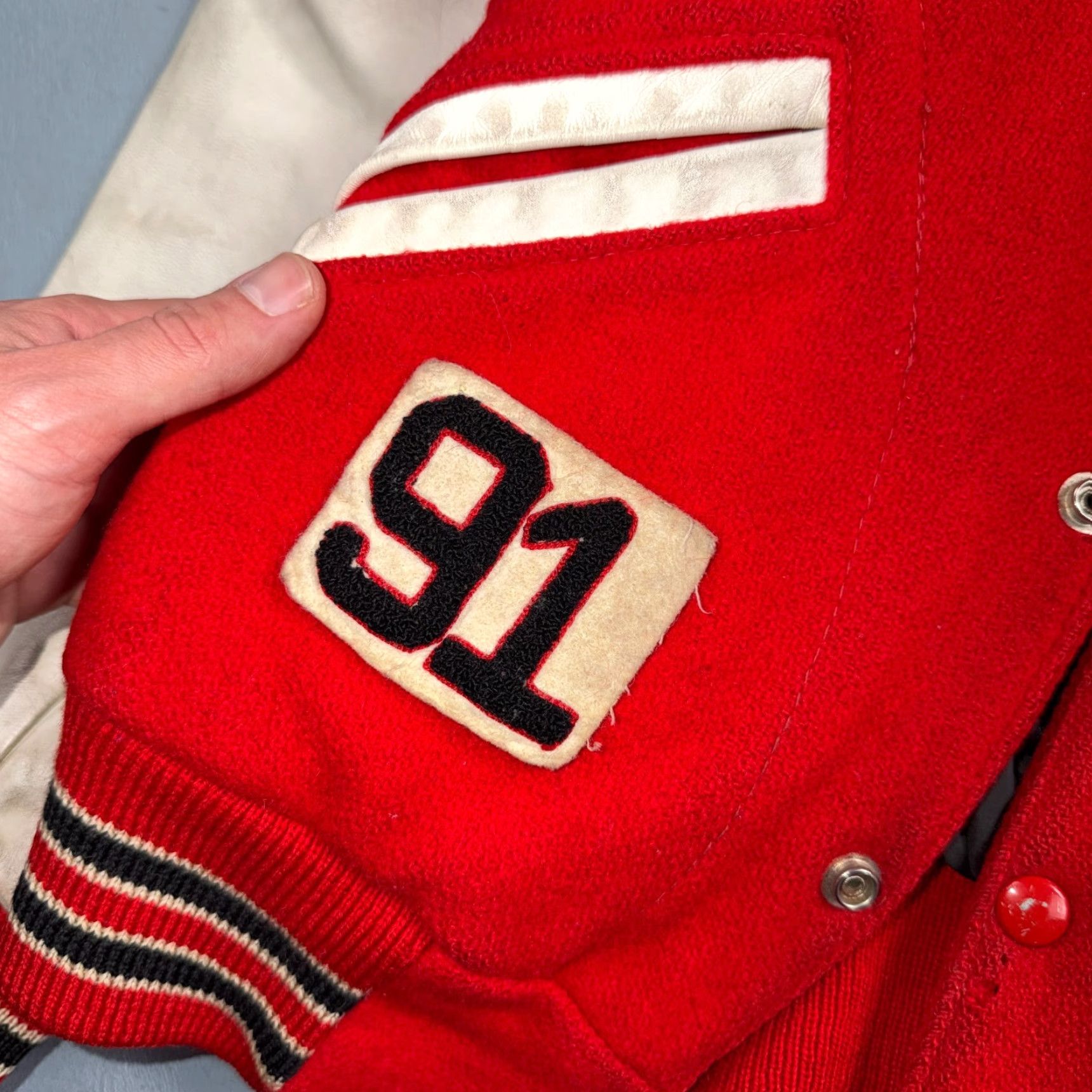 Vintage VTG Vintage Brand Nelson 70s Varsity Jacket Letterman USA Made Leather Collegiate 44 Red Phil Size US S / EU 44-46 / 1 - 7 Thumbnail