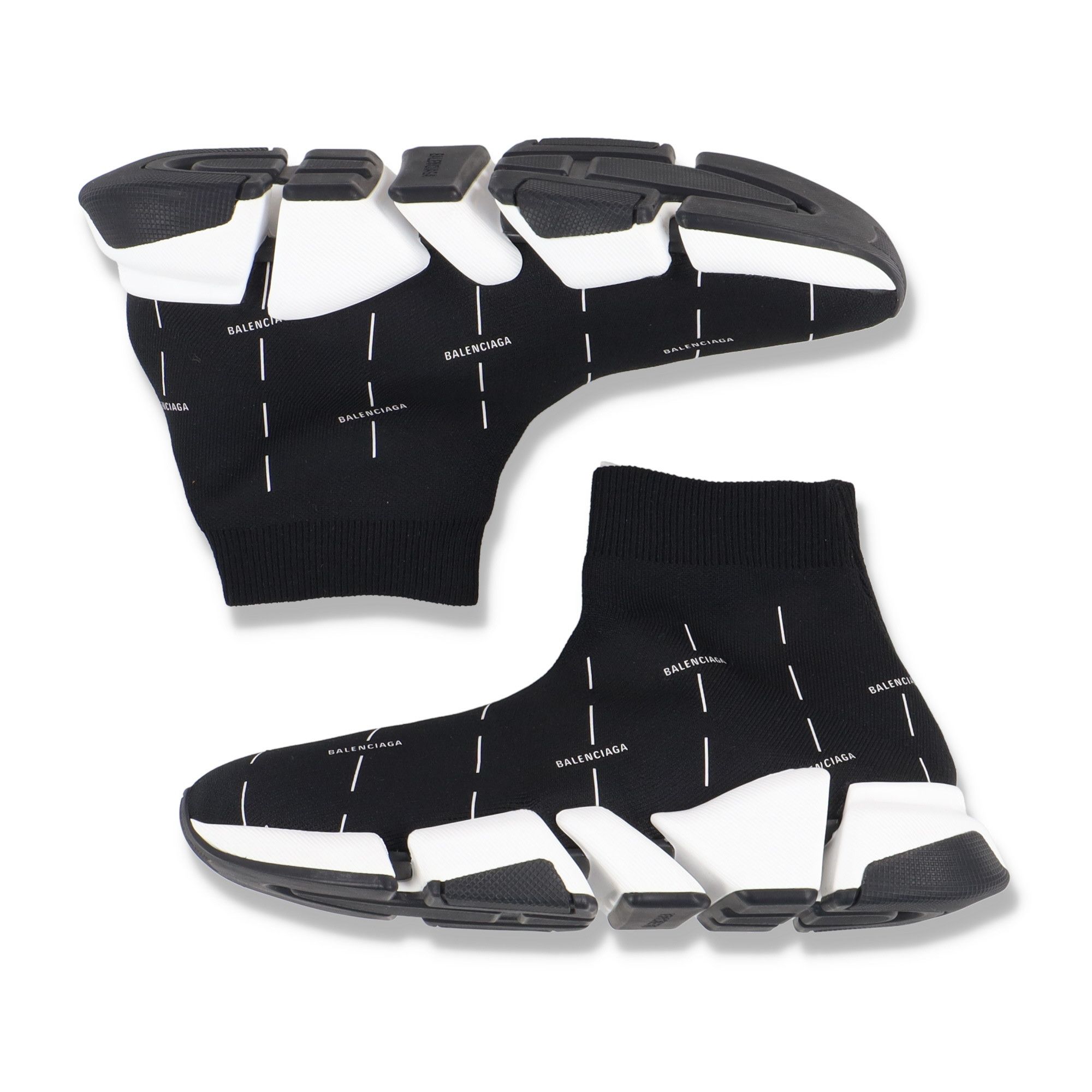 Balenciaga Black Speed 2.0 Allover Logo Trainers Size US 6 / IT 36 - 6 Thumbnail