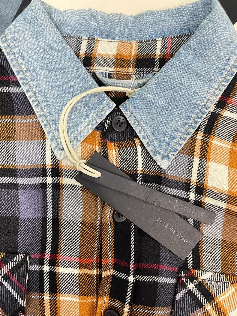 Fear of God Fear of God Yellow checkered denim collar shirt Size US M / EU 48-50 / 2 - 2 Thumbnail