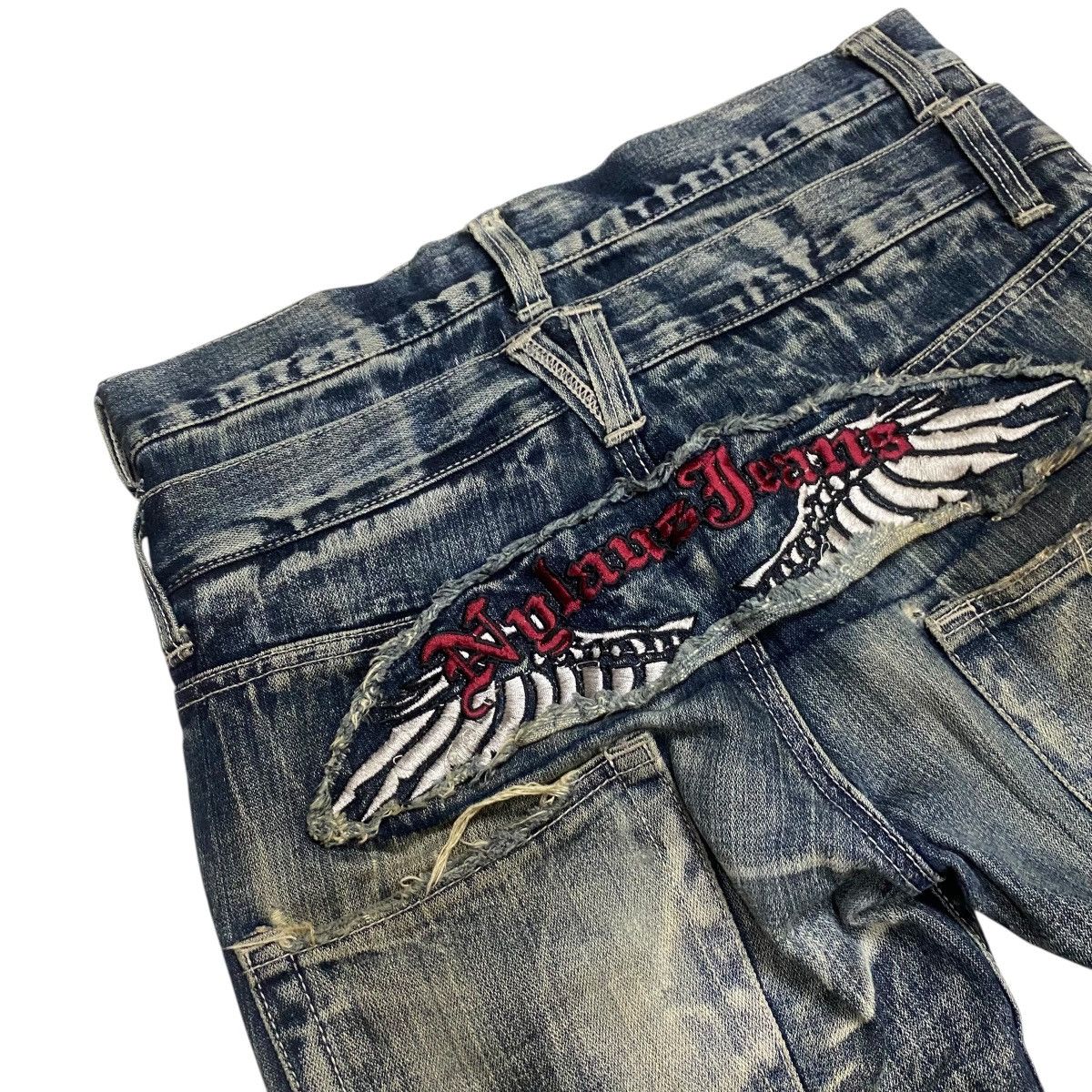 If Six Was Nine × Japanese Brand Nylaus Premium double waist distressed flare denim Size US 32 / EU 48 - 10 Thumbnail