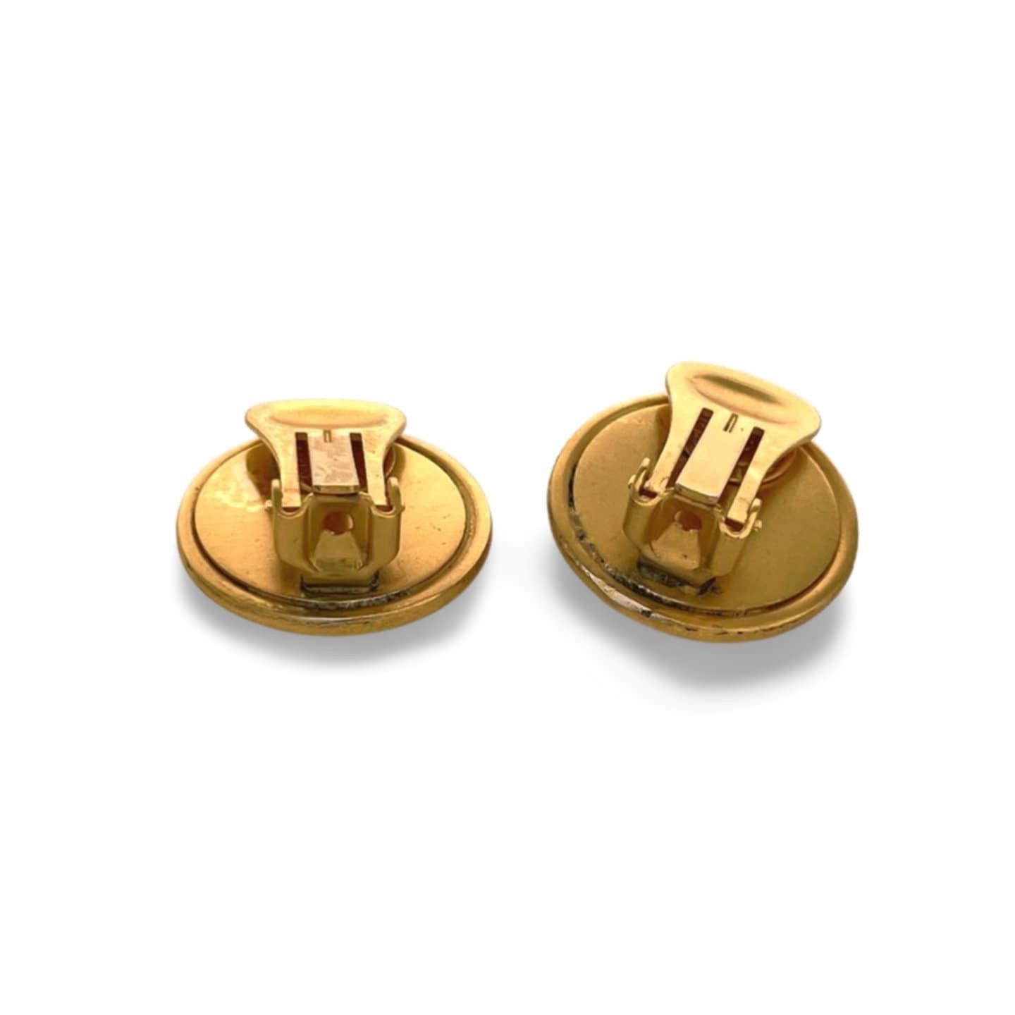 Celine Vintage Celine golden round frame faux pearl earrings. Size ONE SIZE - 7 Thumbnail