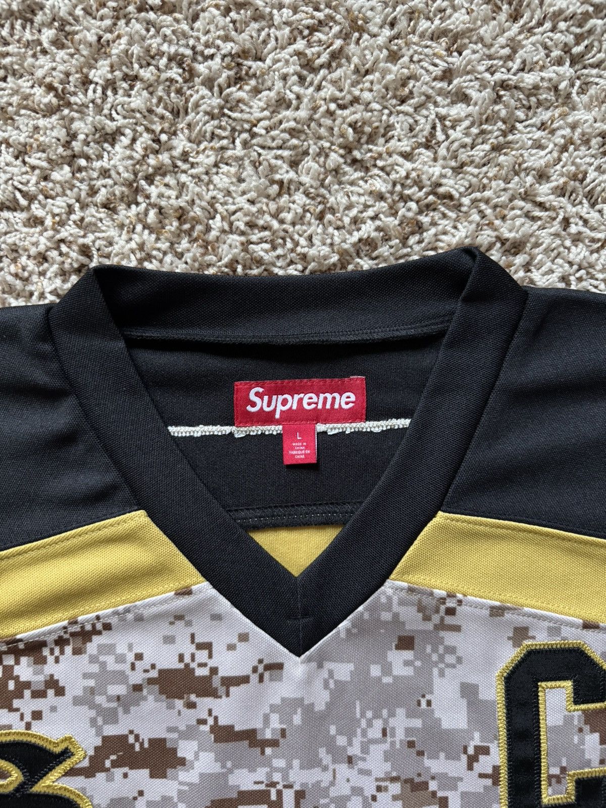 Supreme Supreme Fire & Ice Patches Hockey Jersey Camo Yellow Size US L / EU 52-54 / 3 - 18 Thumbnail