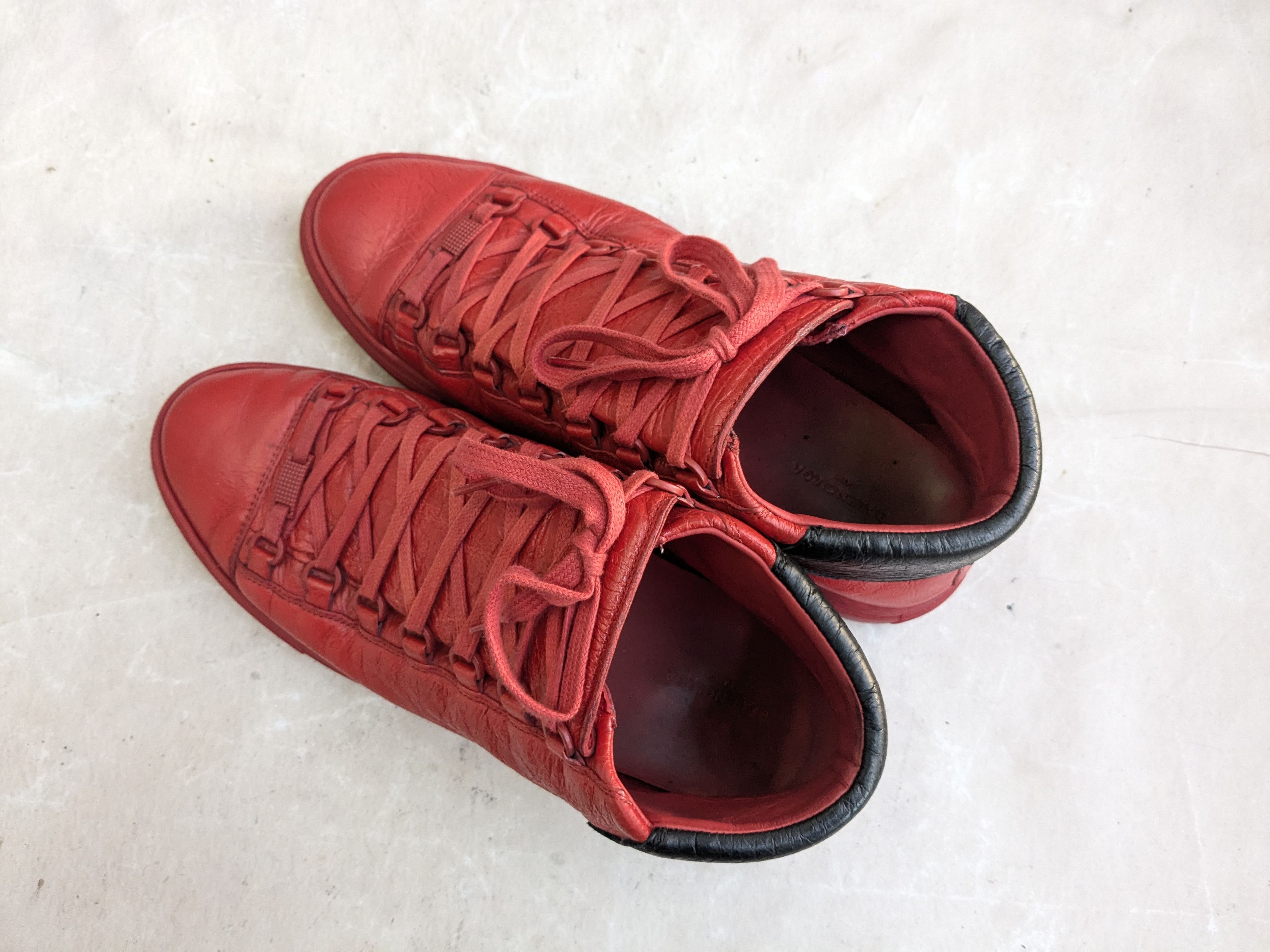Balenciaga Balenciaga Arena Sneakers Red Black 11 Leather High Tops Size US 11 / EU 44 - 12 Thumbnail