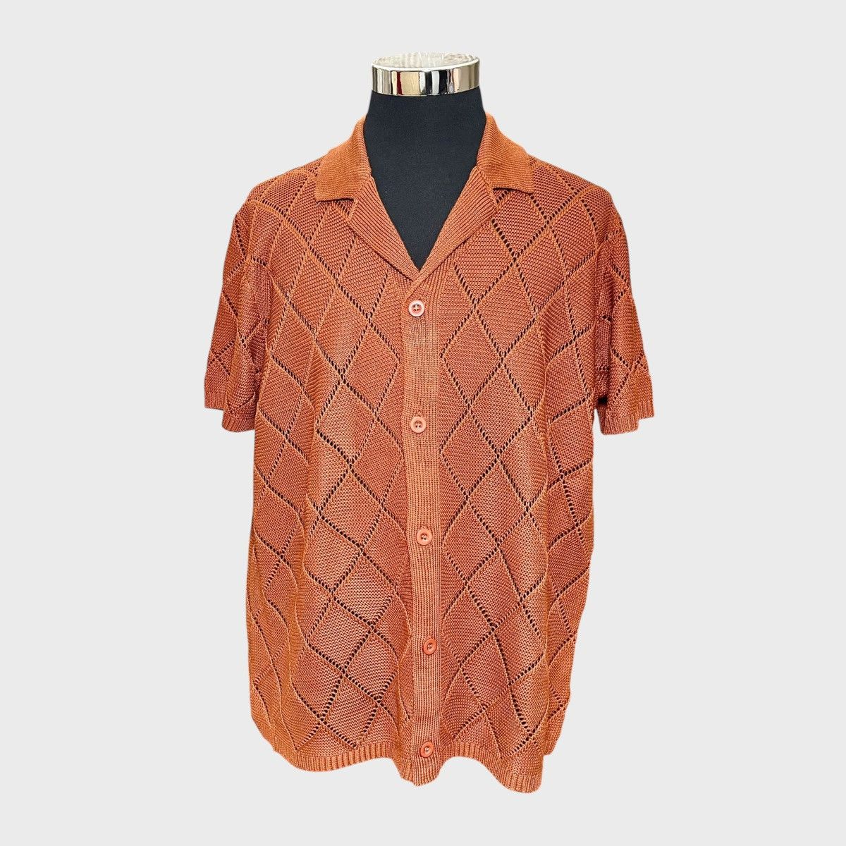 Other Sandstone Man’s Rust Pointelle Knit Sweater Sz M Size US M / EU 48-50 / 2 - 4 Thumbnail