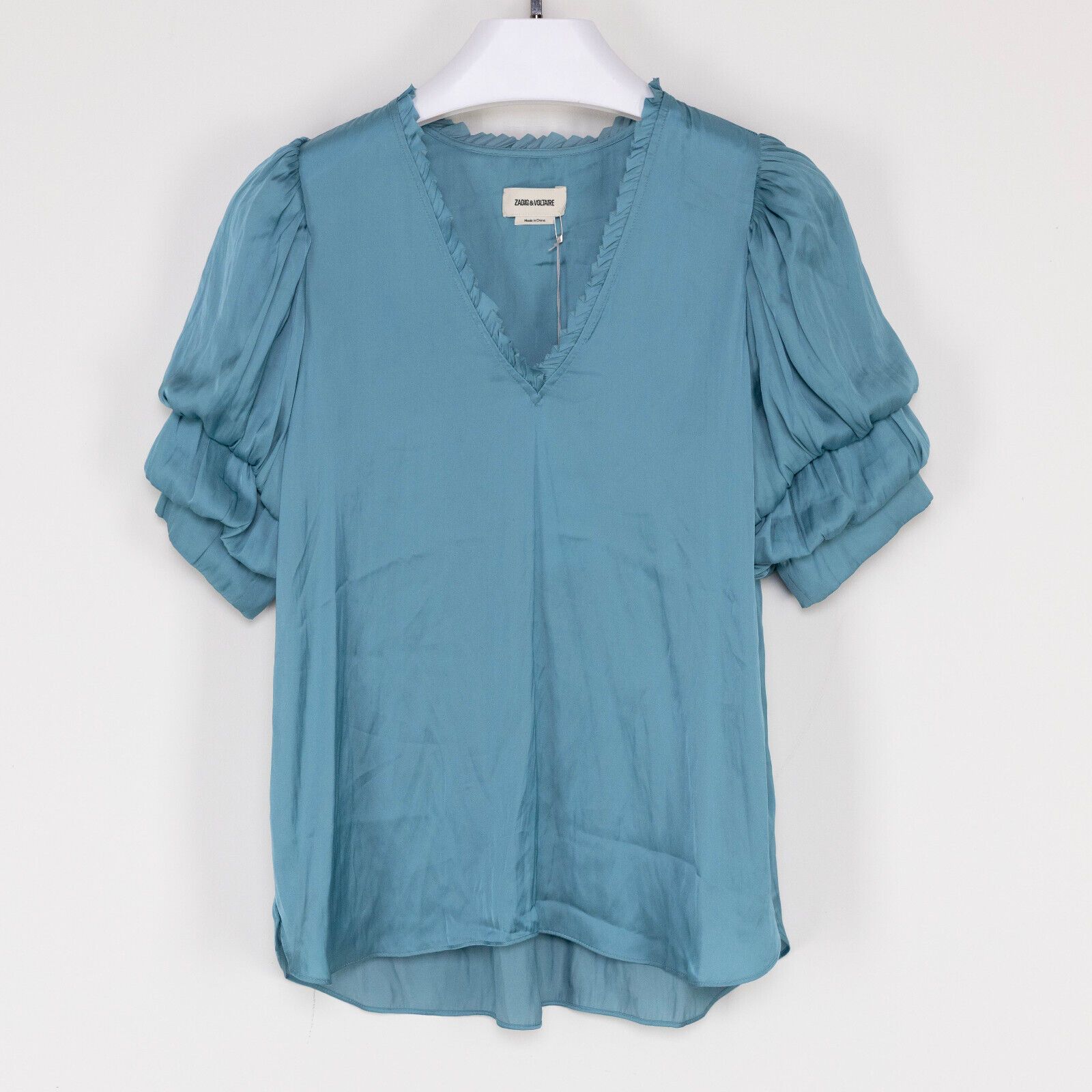 Zadig & Voltaire Zadig & Voltaire Taste V-Neck Satin Top Bleu Loue Size XS Size XS / US 0-2 / IT 36-38 - 3 Thumbnail