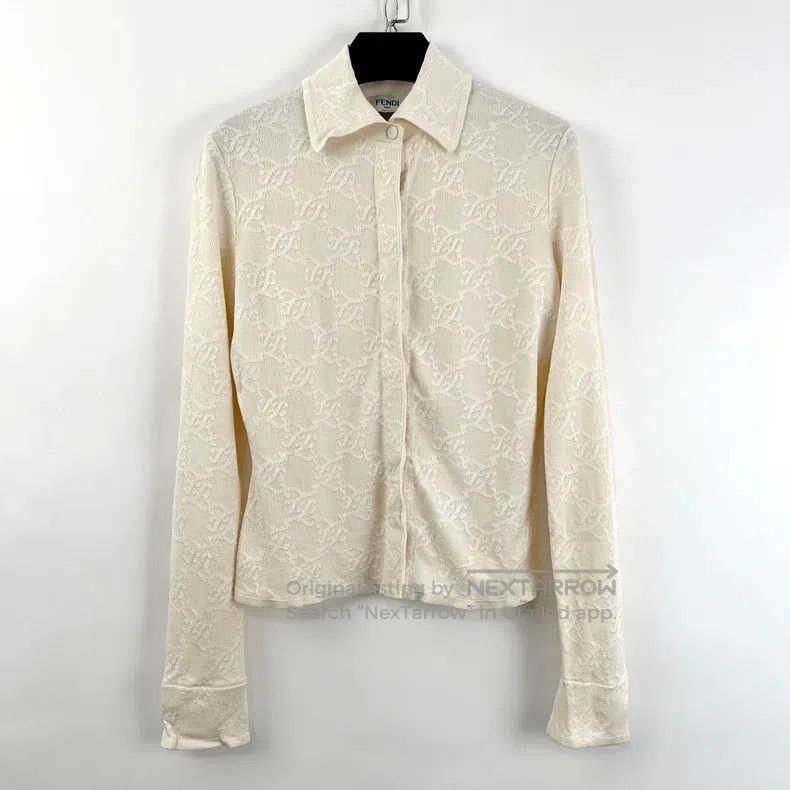 Fendi Fendi Off-white printed knitted cardigan Size XXS / US 00 / IT 34 - 1 Thumbnail
