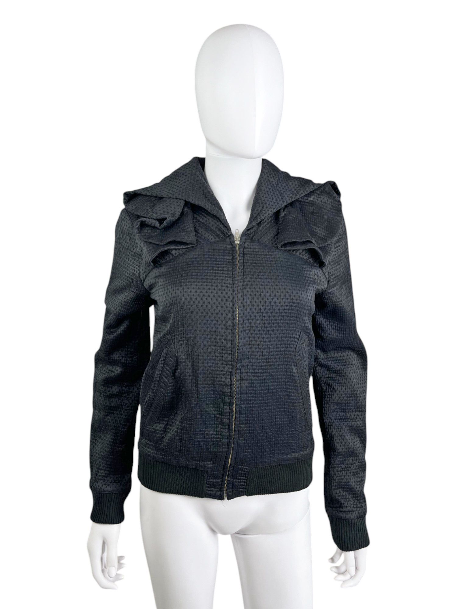 Hussein Chalayan Early 2000's Ruffle blue bomber jacket Size L / US 10 / IT 46 - 1 Thumbnail