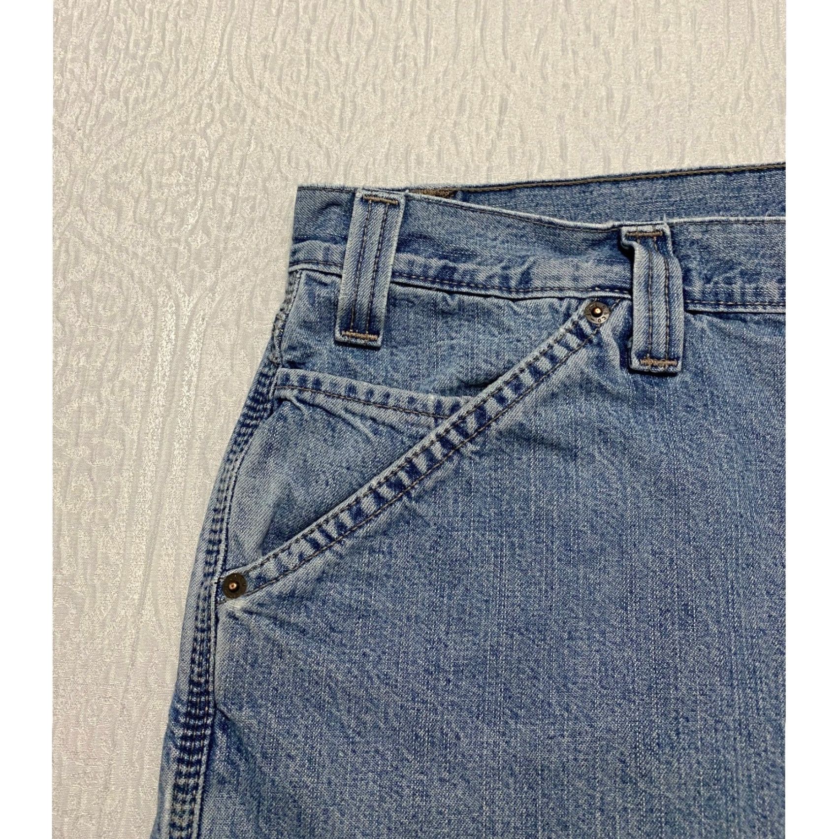 Vintage Levi Strauss Signature Carpenter Jeans Light Wash Denim Mens Size 40x29 Wide Leg Relaxed Fit Workwear Denim Pants Jeans Mens 40 29 blue Carpenter Size US 40 / EU 56 - 4 Thumbnail