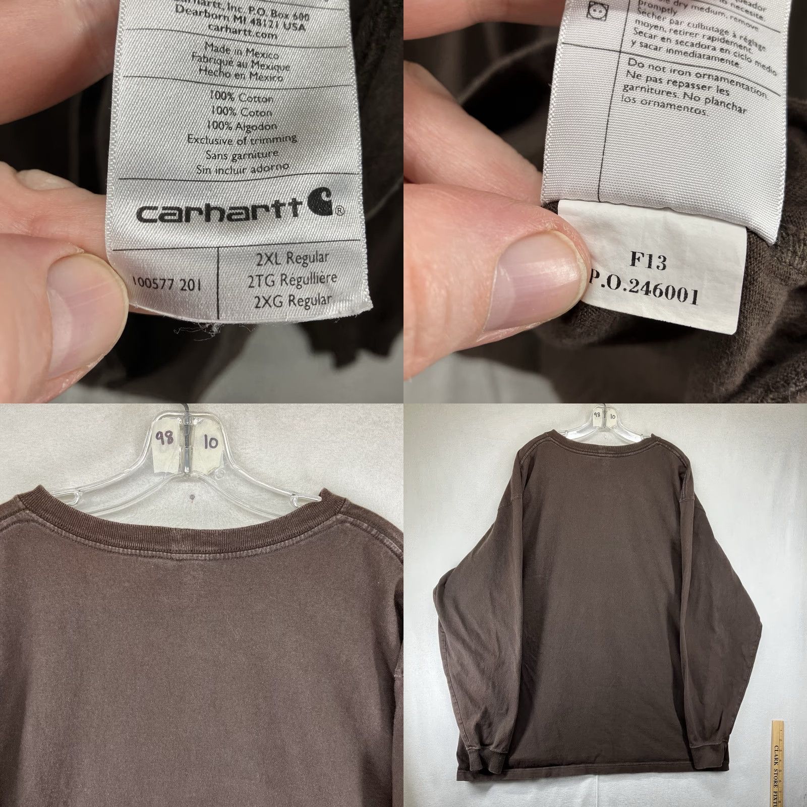 Carhartt VINTAGE Carhartt Mens Brown 2XL Long Sleeve T-Shirt Graphic Front Deer Logo Crew Neck Size US XXL / EU 58 / 5 - 9 Thumbnail