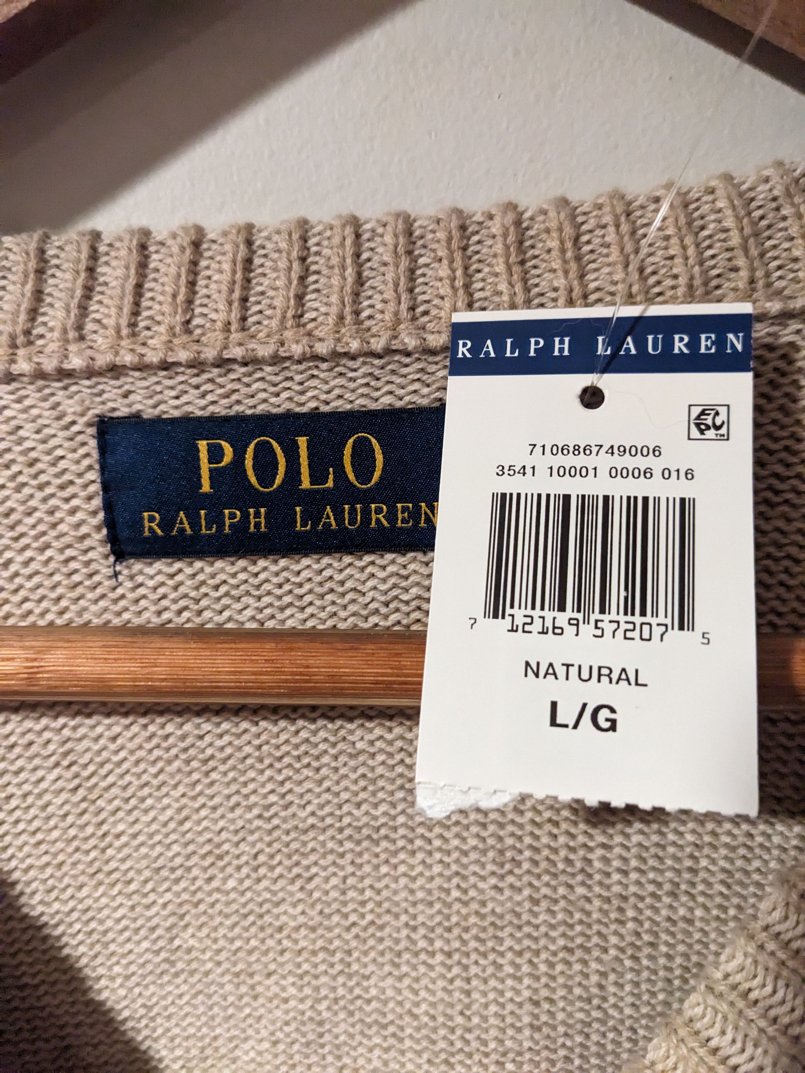 Polo Ralph Lauren Polo Ralph Lauren Large Natural Beige Sweater Size US L / EU 52-54 / 3 - 4 Thumbnail