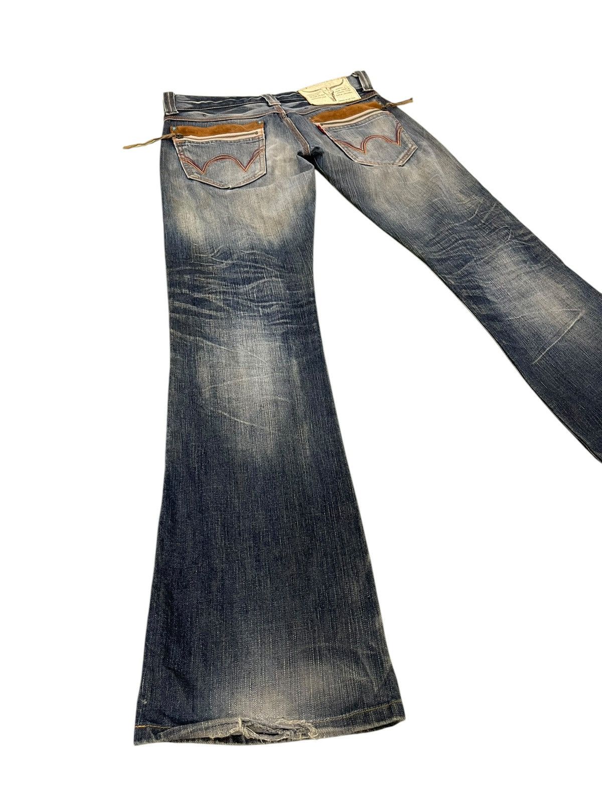 Edwin Flare Jeans Edwin Japan Faded Distress Boot Cut 7🟦 Size US 31 - 12 Thumbnail
