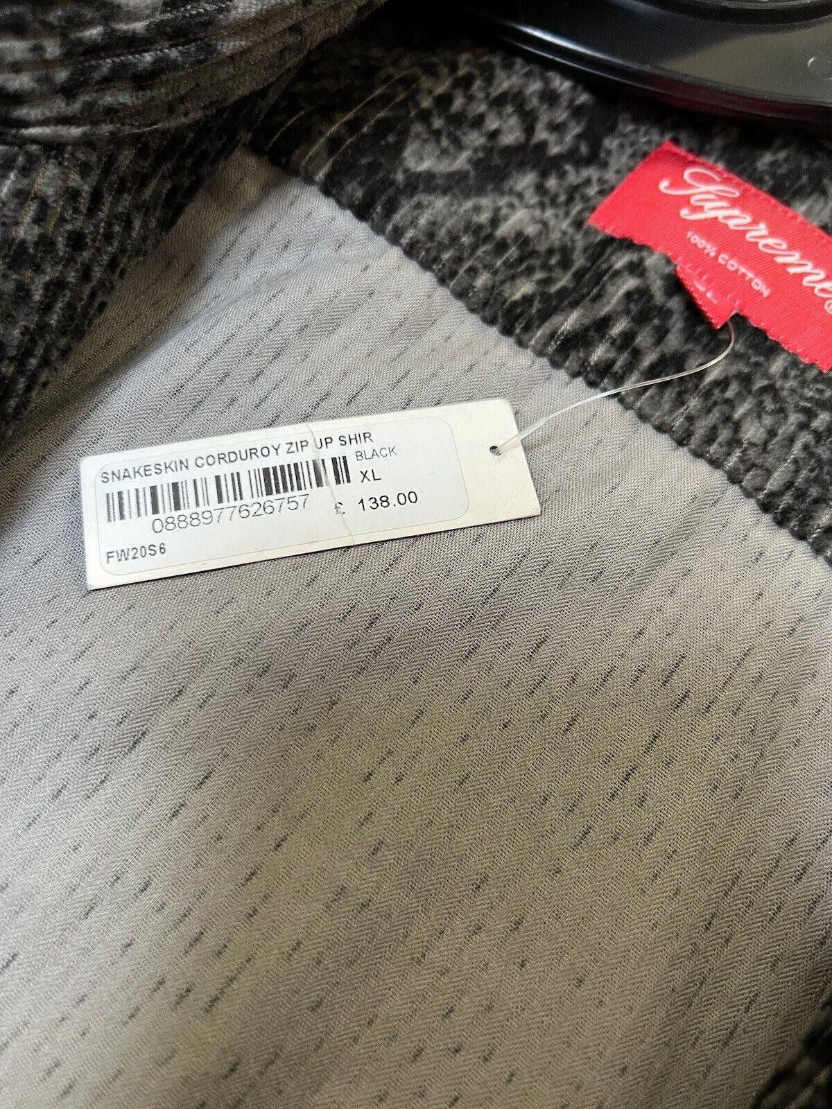 Supreme FW20 Supreme Snakeskin Corduroy Zip Up Shirt Black XL 