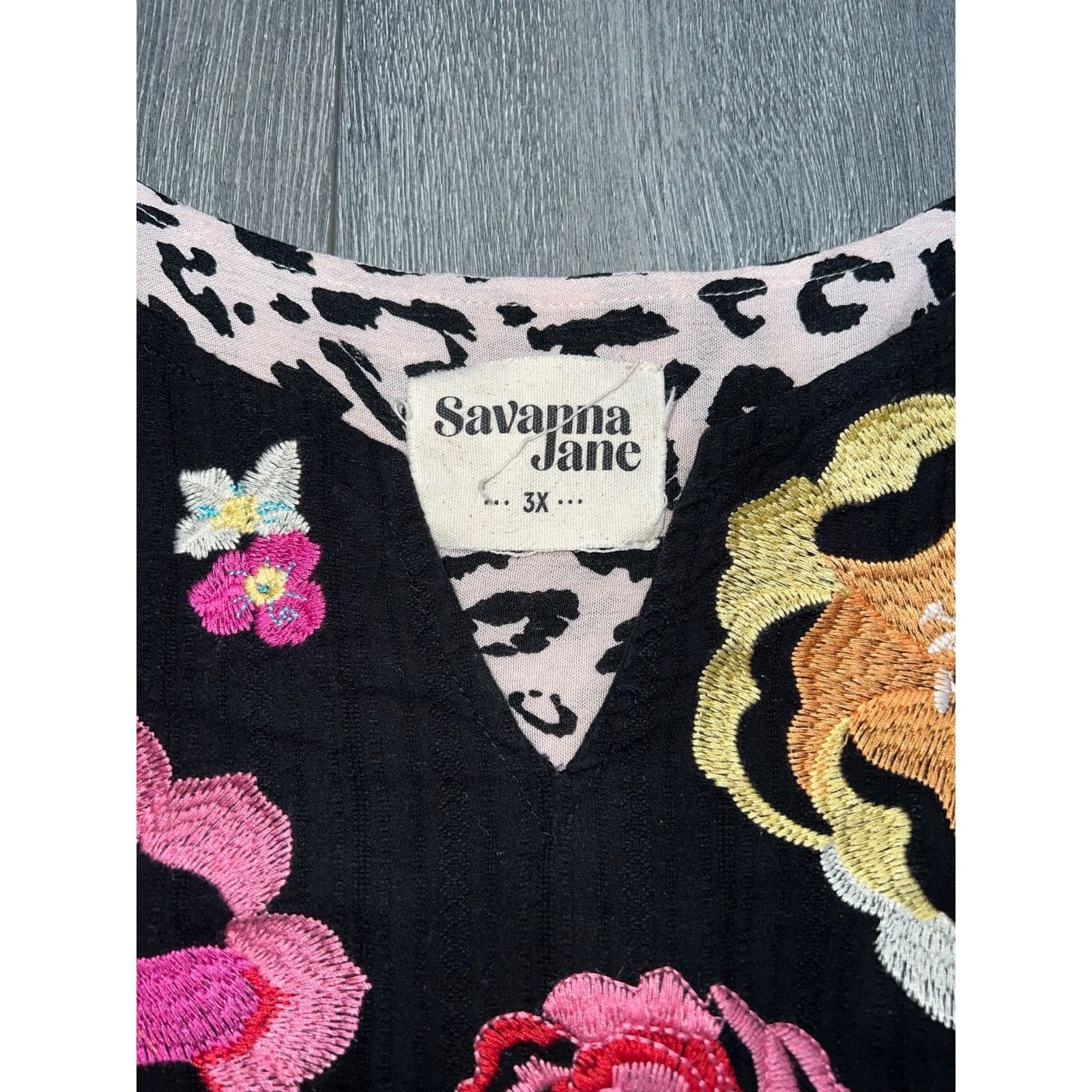 & Other Stories Savanna Jane Embroidered Cotton Leopard Blouse 3X A003183 Size 3XL / US 20-22 - 4 Thumbnail