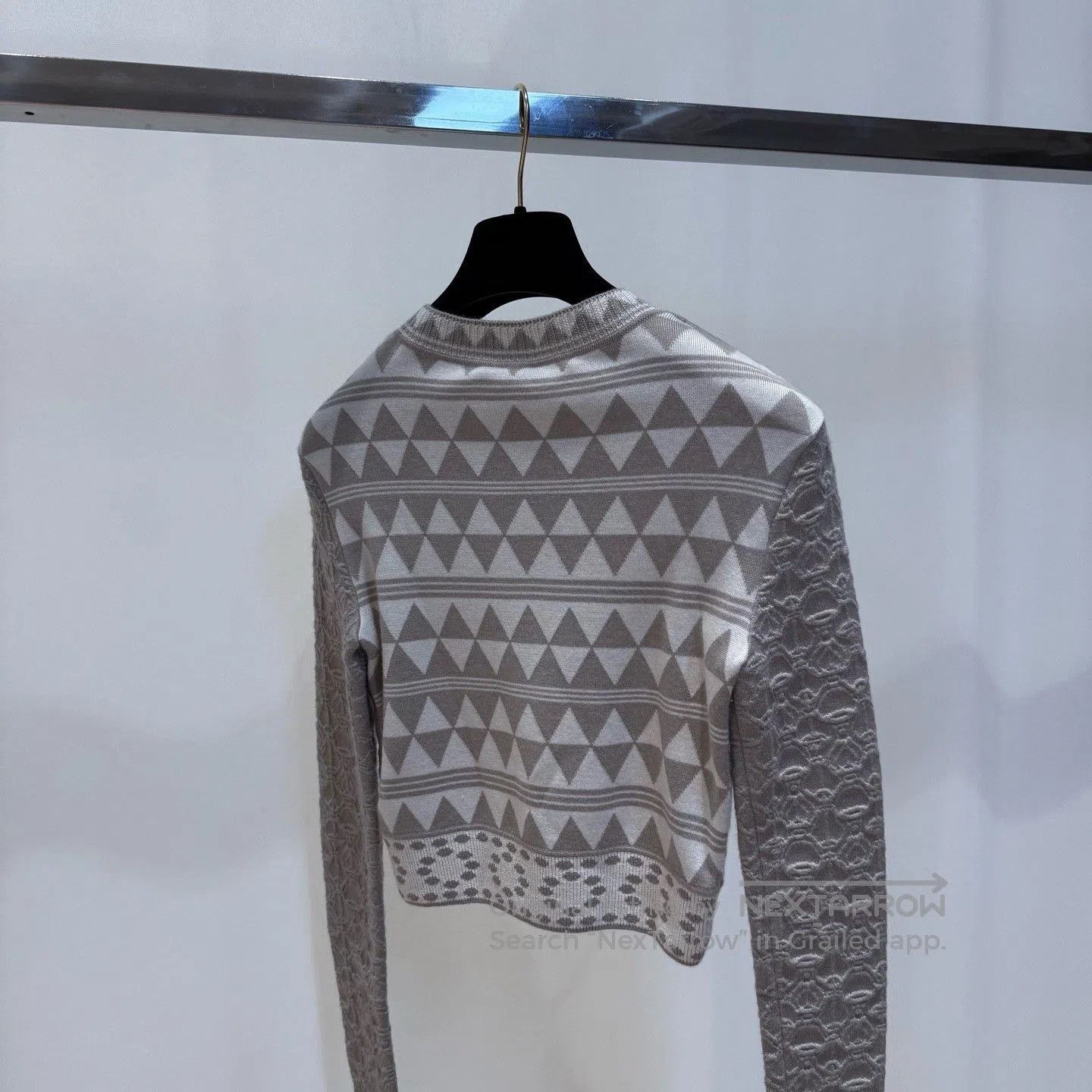 Hermes HERMES Beige Geometric Jacquard Sweater. Size XXS / US 00 / IT 34 - 4 Thumbnail