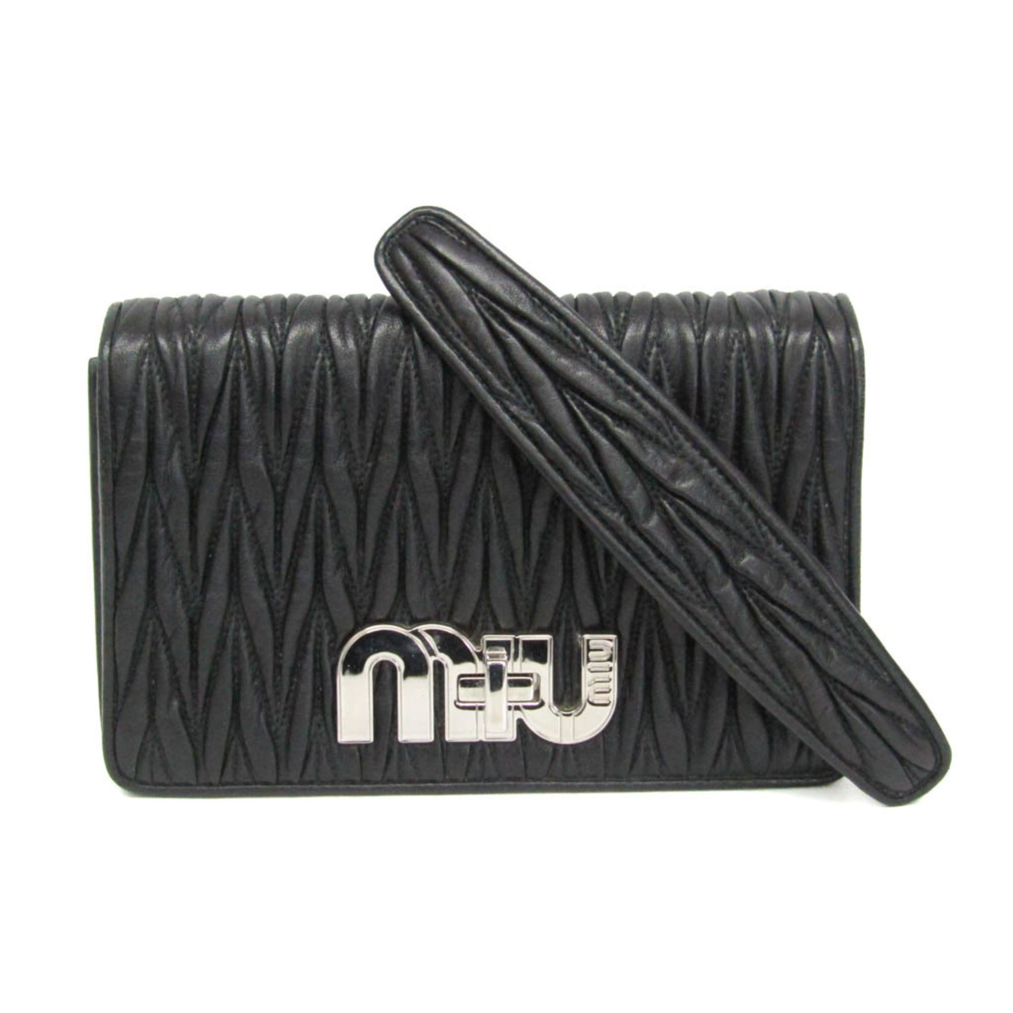 Miu Miu Miu Miu Matelasse Chain Shoulder Bag Women's Leather Clutch Bag,Shoulder Bag Black Size ONE SIZE - 1 Thumbnail