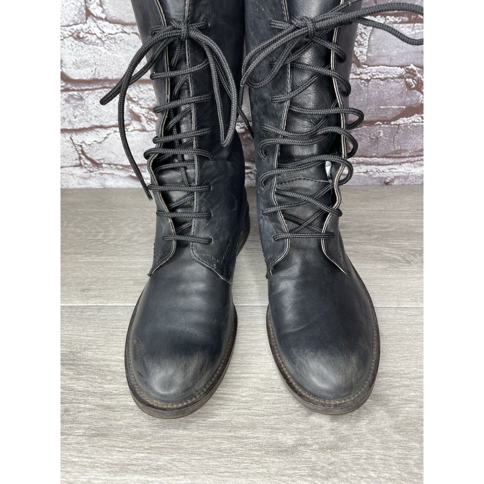 Madison Madison et cie Blue Leather Combat Lace Up BuckleStrap Boots Size US 5 / IT 35 - 3 Thumbnail