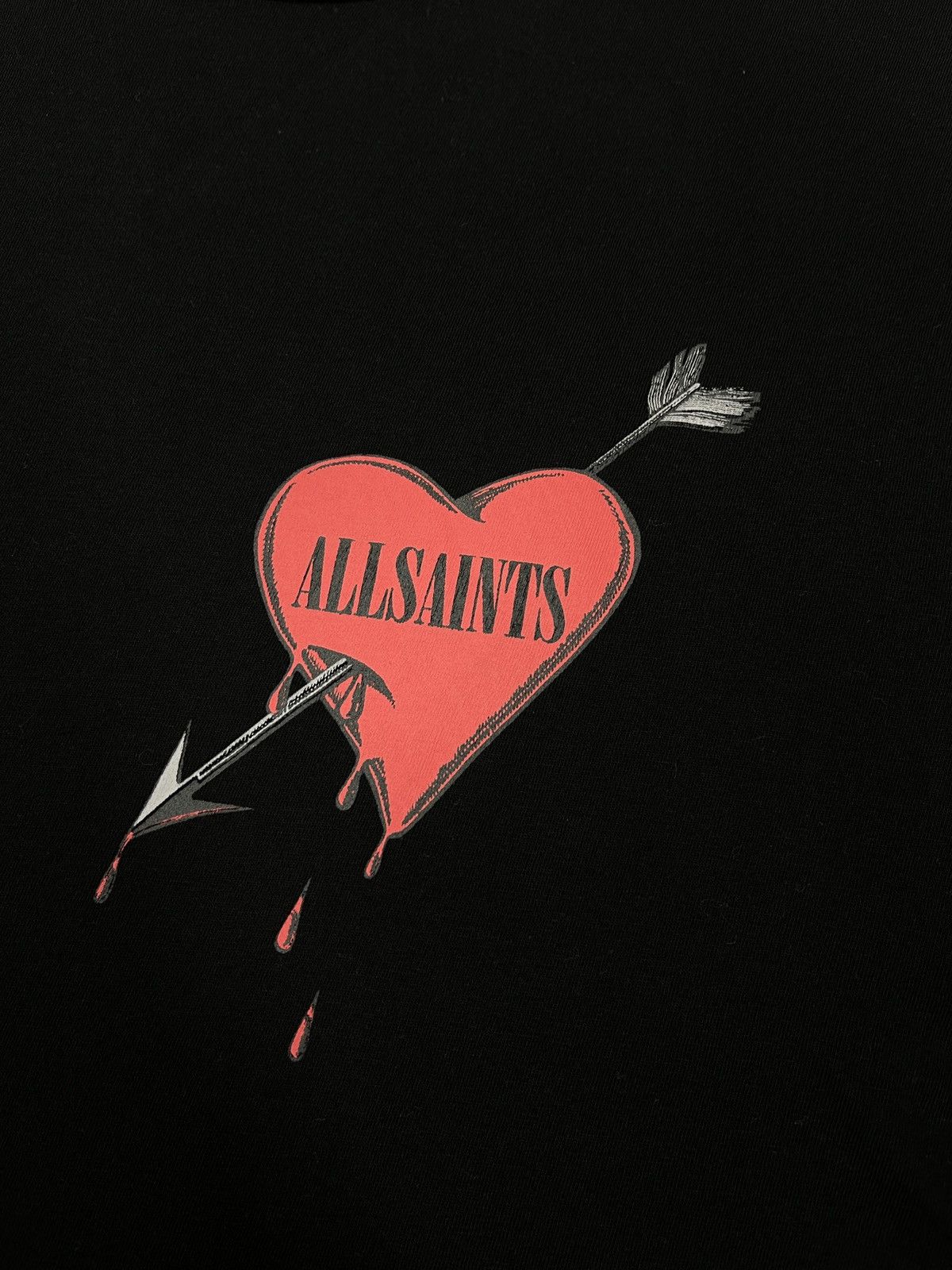 Allsaints Mens AllSaints Bleeding Heart Crew Black T Shirt Big Logo Size US M / EU 48-50 / 2 - 8 Thumbnail