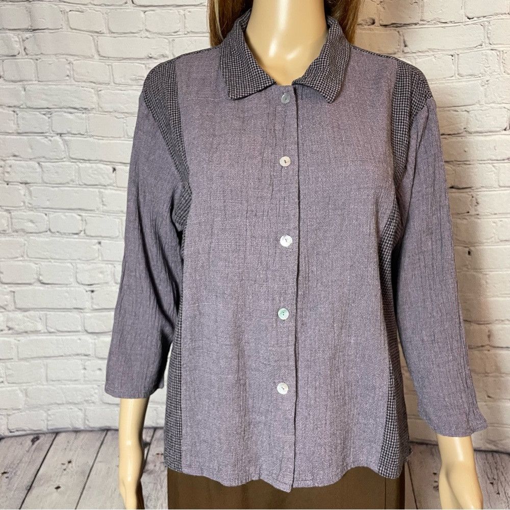 Coldwater Creek Coldwater Creek Rayon Cotton Crinkle Button Down 3/4 Sleeve Size L / US 10 / IT 46 - 2 Thumbnail