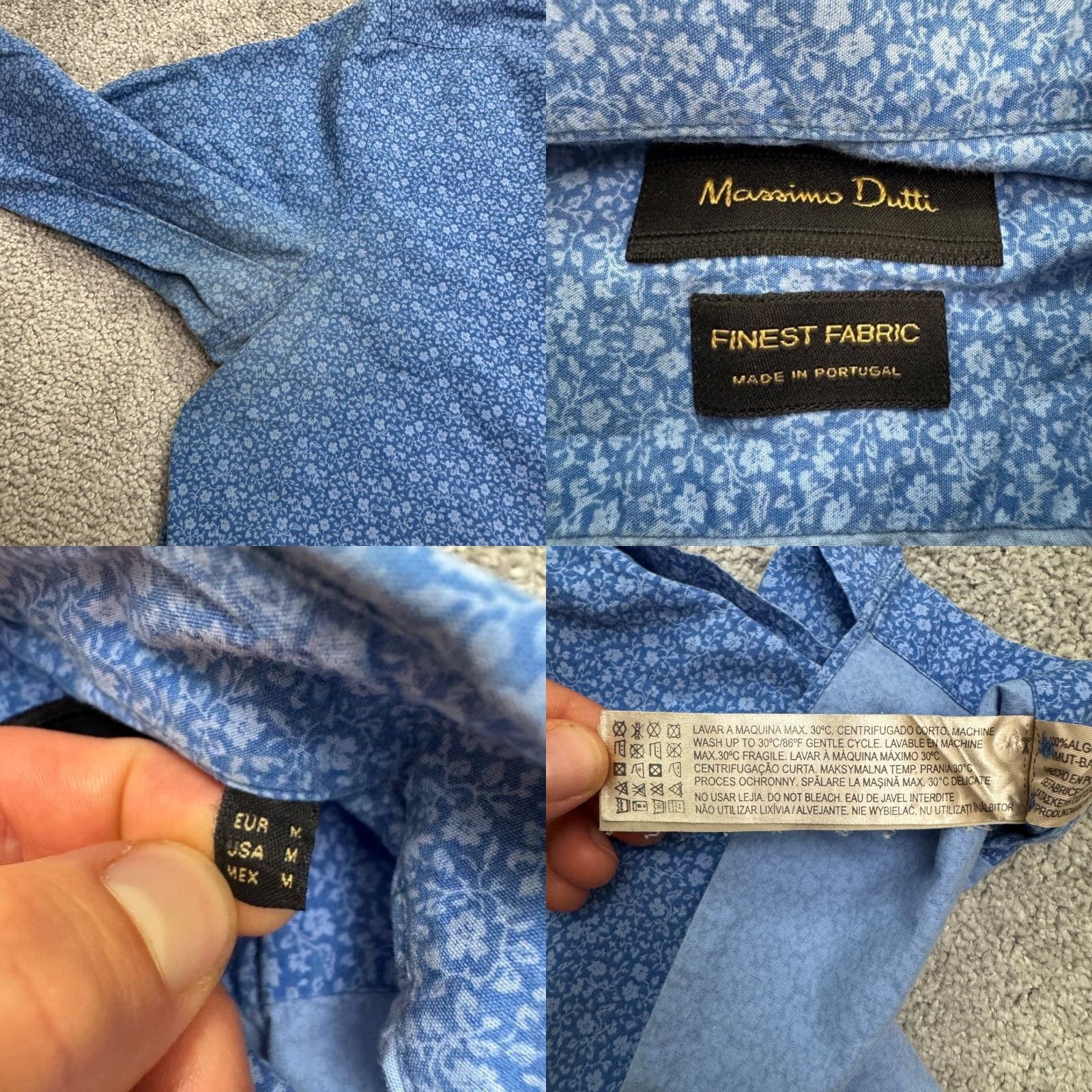 Massimo Dutti Massimo Dutti Button-Up Shirt Mens M Blue Floral Classic Preppy Casual Workwear Shirt Size US M / EU 48-50 / 2 - 8 Thumbnail