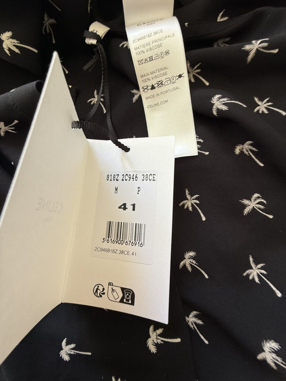 Celine SS24 $1.15k 🤑 Celine Hedi palm tree Hawaiian Black shirt Size US L / EU 52-54 / 3 - 22 Thumbnail
